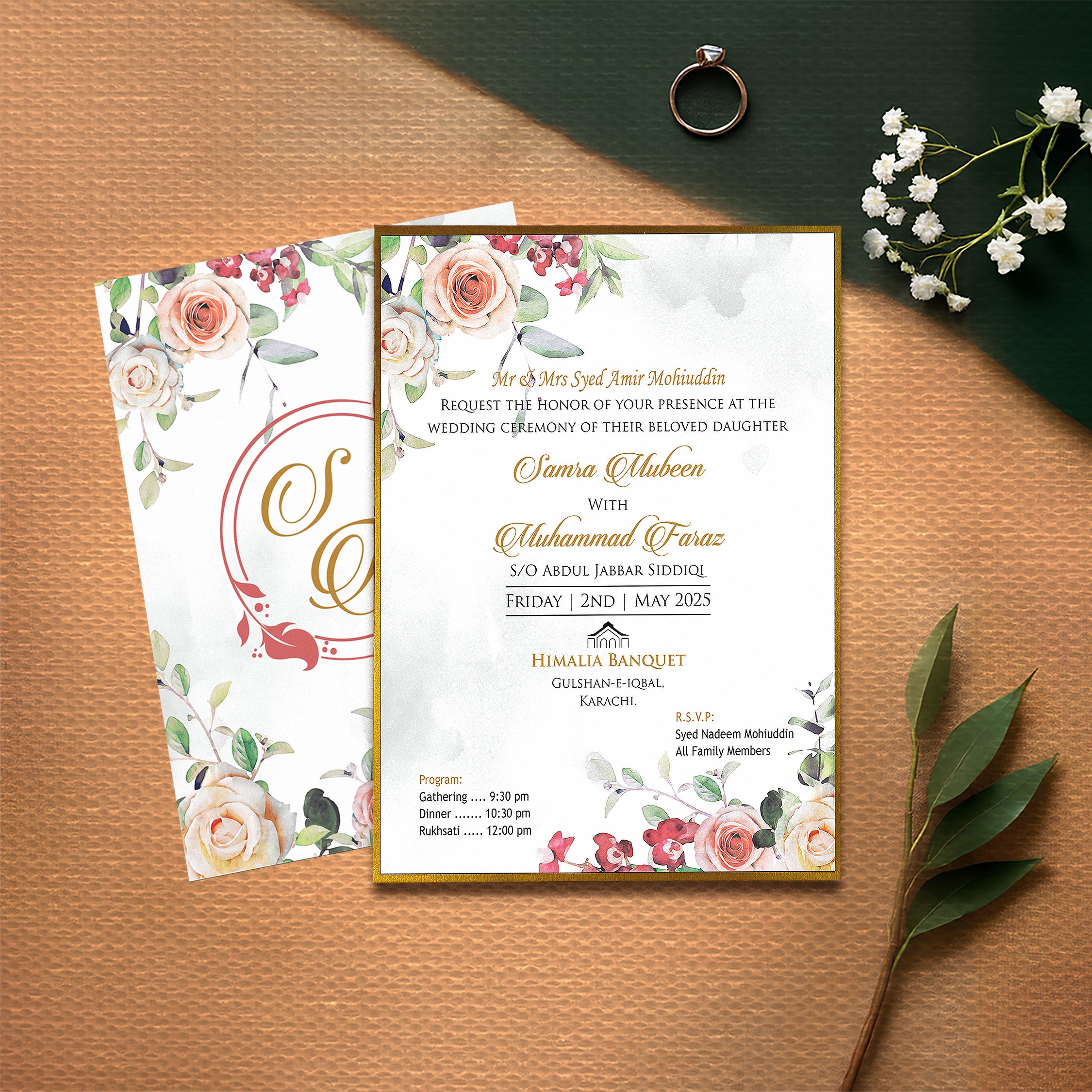 Crimson Romance – Wedding Card