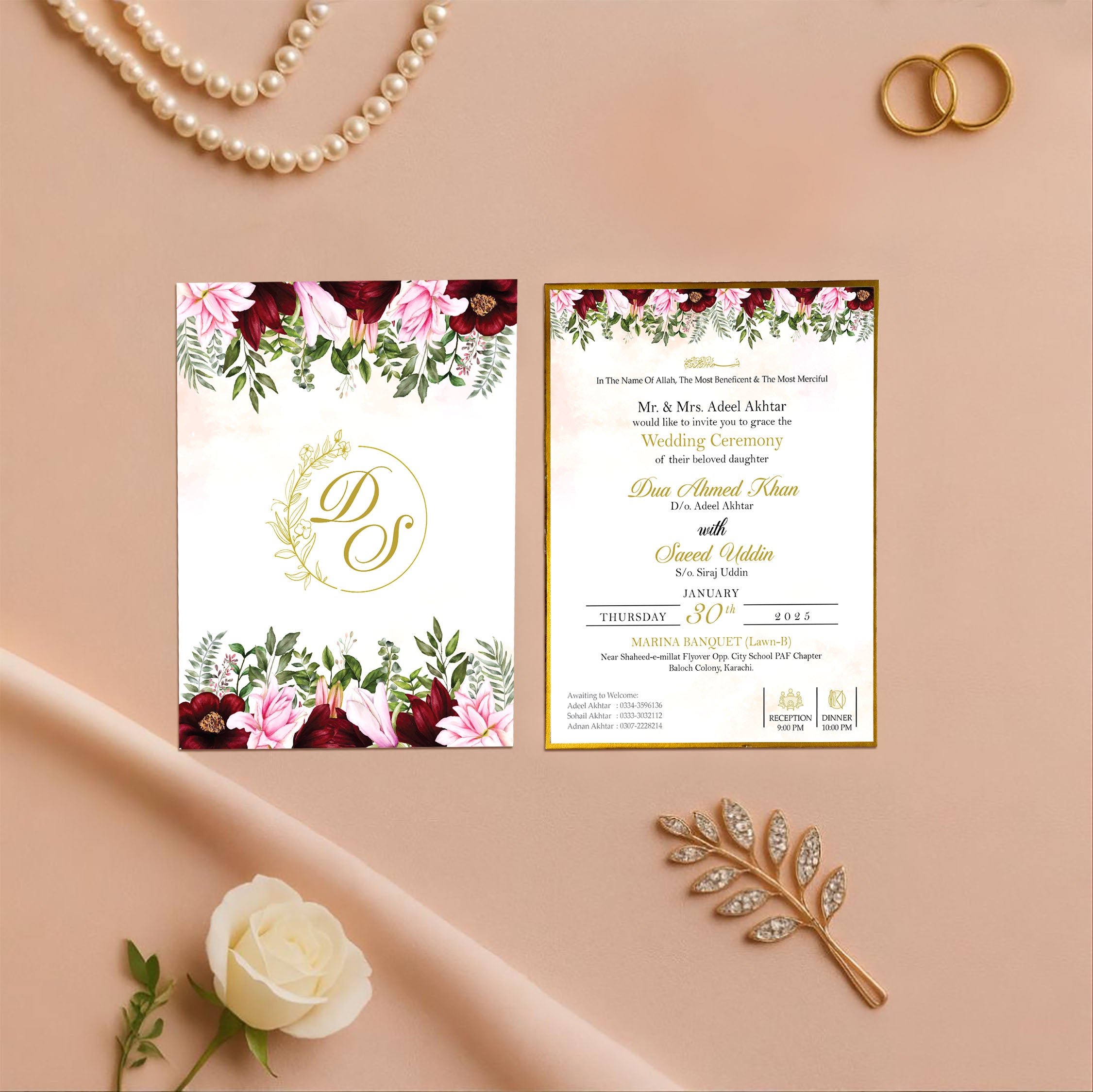 Crimson Petals – Wedding Card