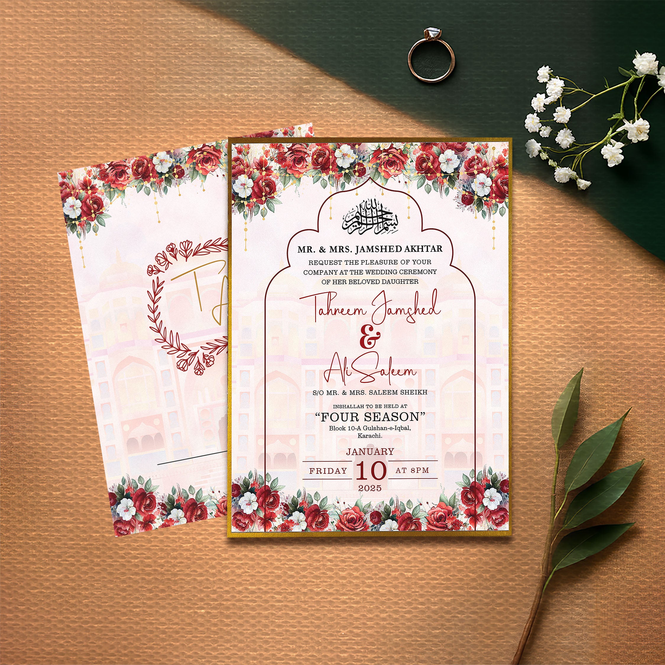 Rosewood Bliss– Wedding Card