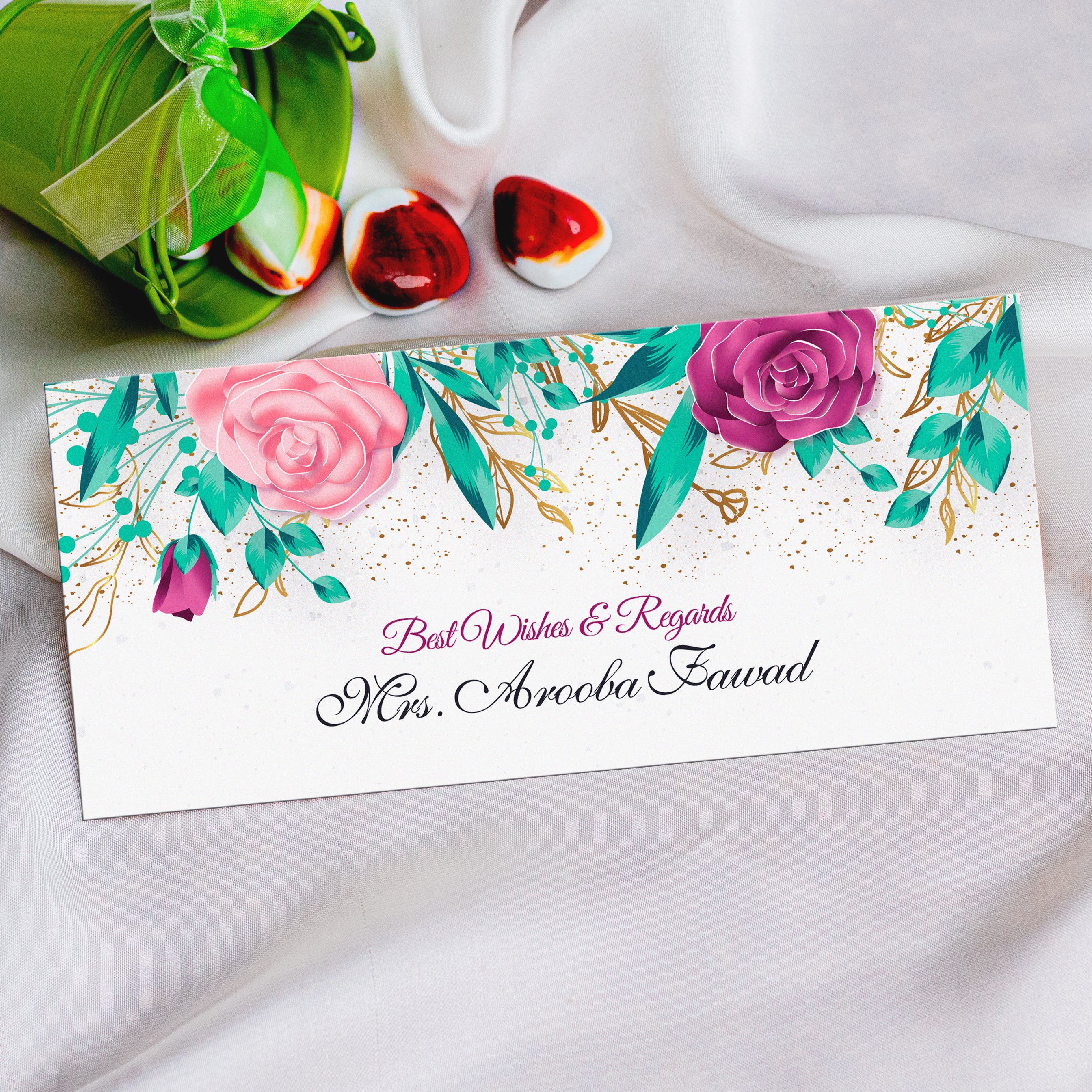 Flower Border Best Wishes Envelope