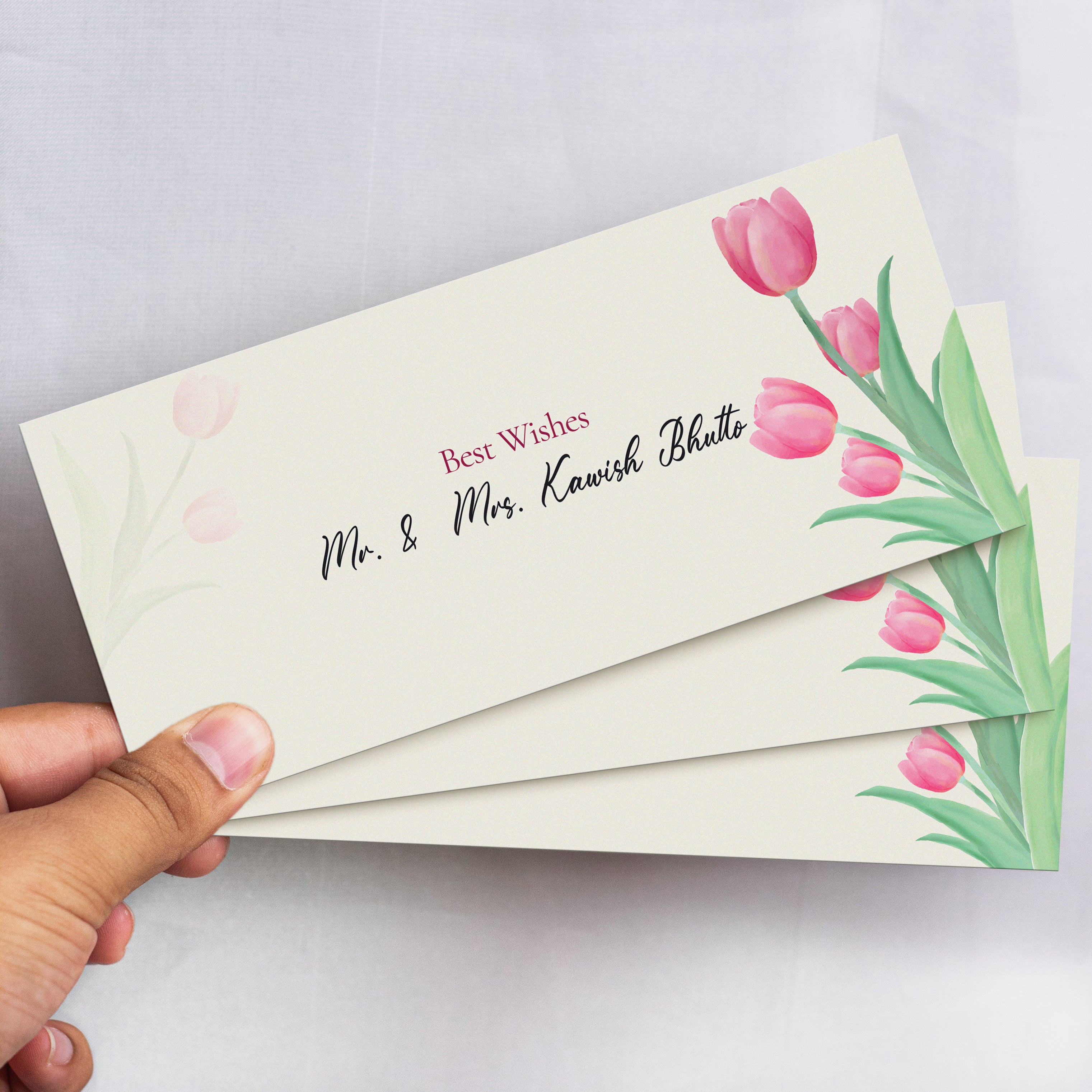 Pink Flower Best Wishes Envelope