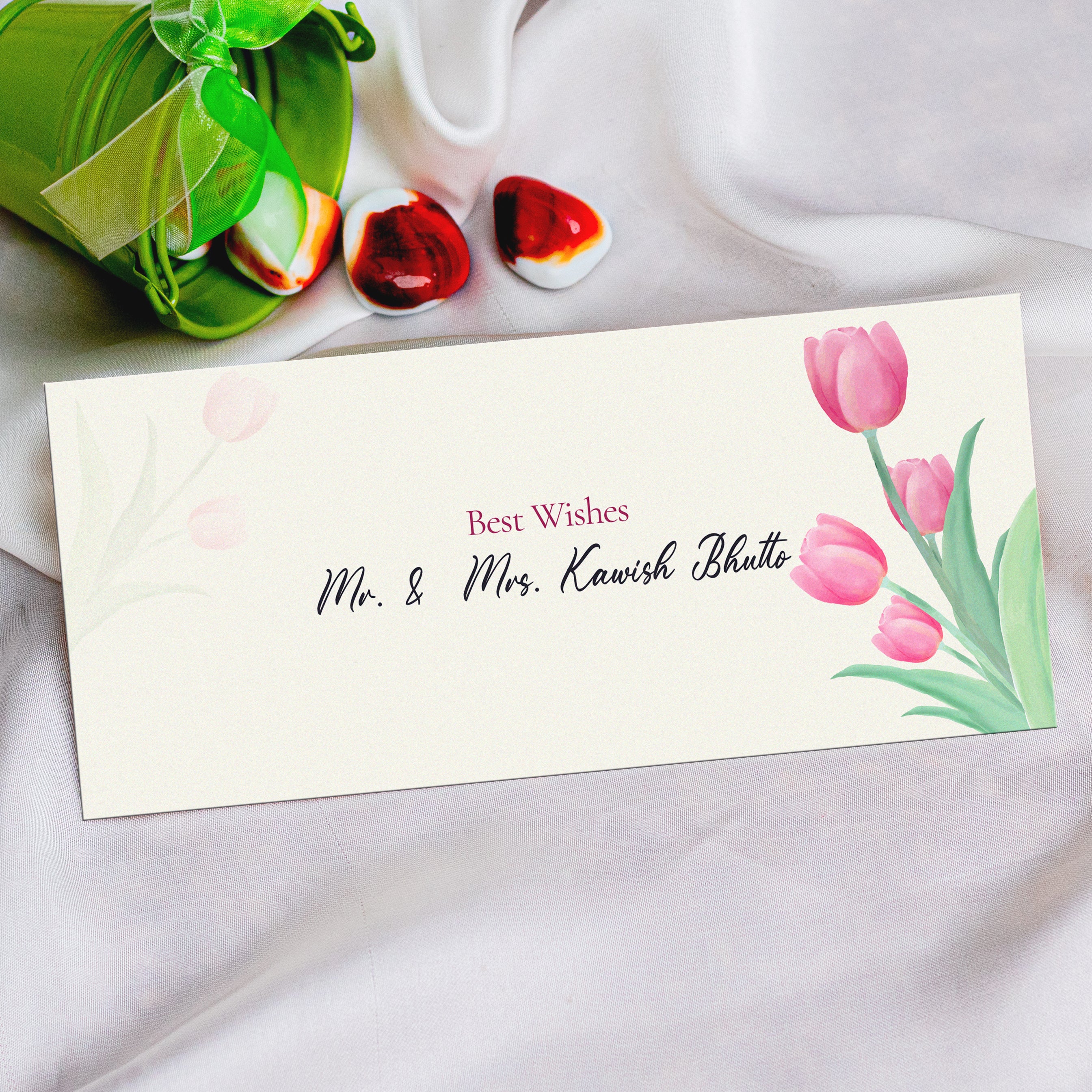 Pink Flower Best Wishes Envelope