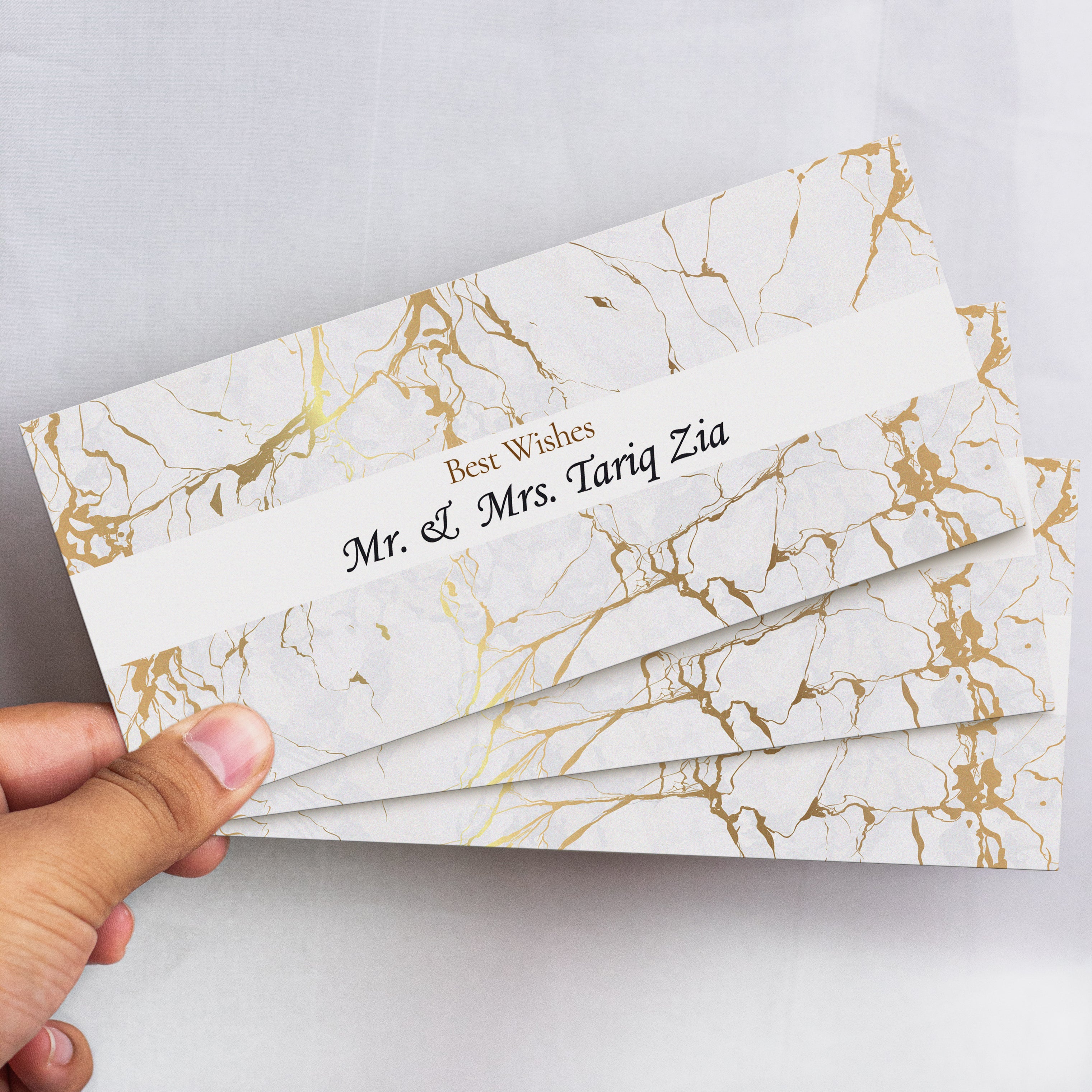 White and Gold Marble Best Wishes Envelope
