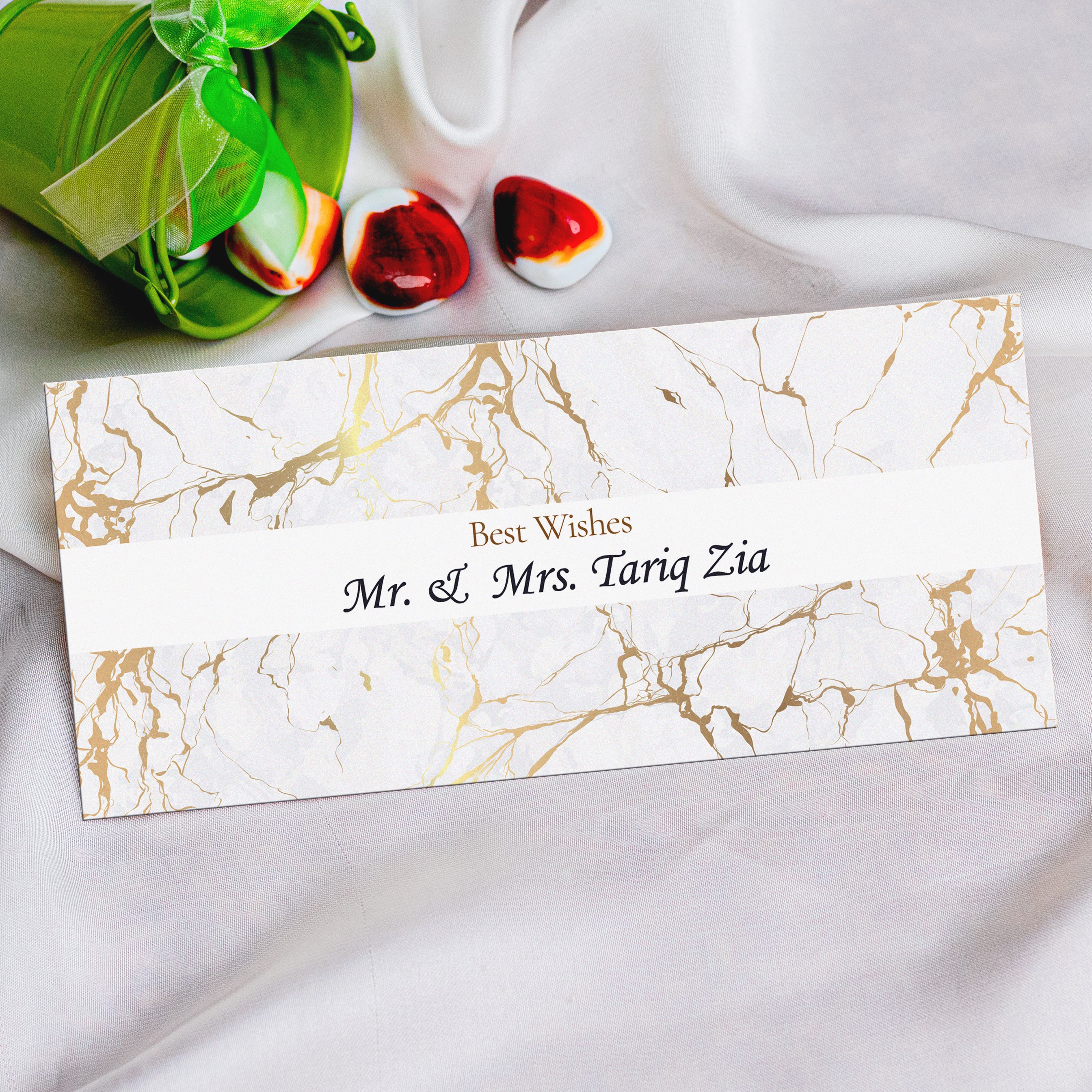 White and Gold Marble Best Wishes Envelope