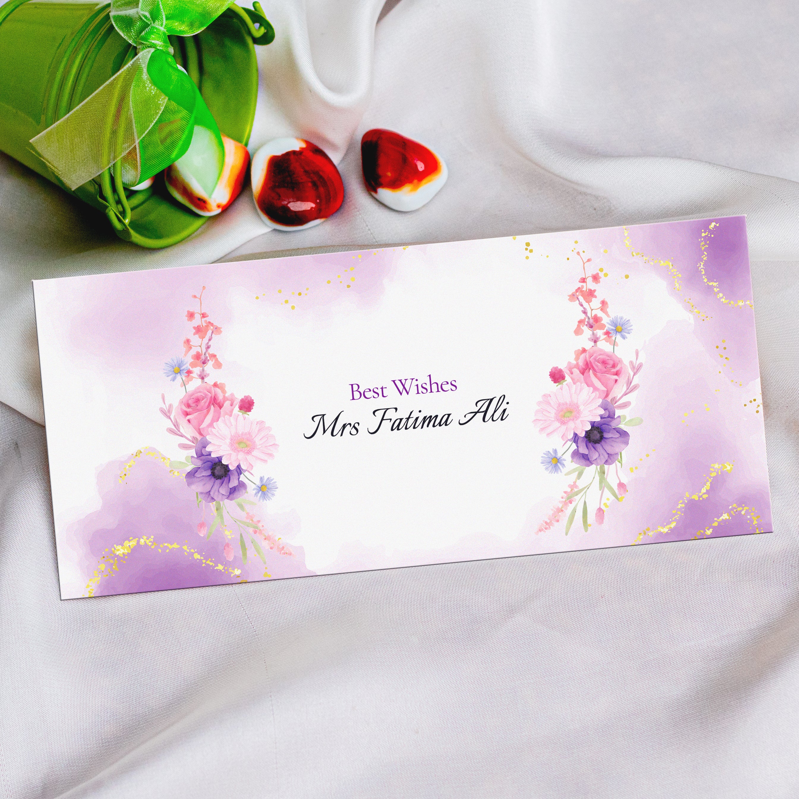 Purple Glitter Marble Best Wishes Envelope