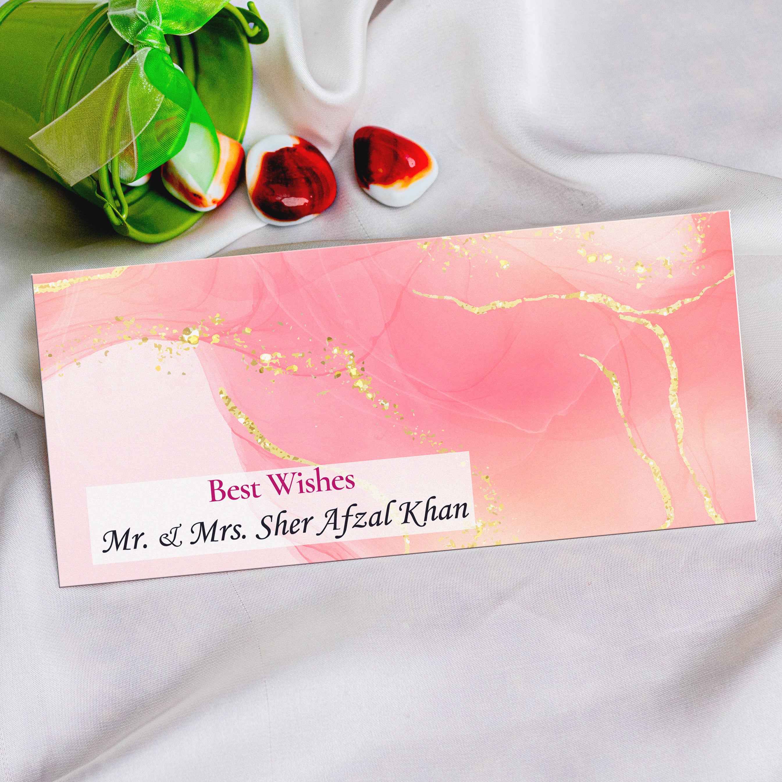 Pink Glitter Marble Best Wishes Envelope