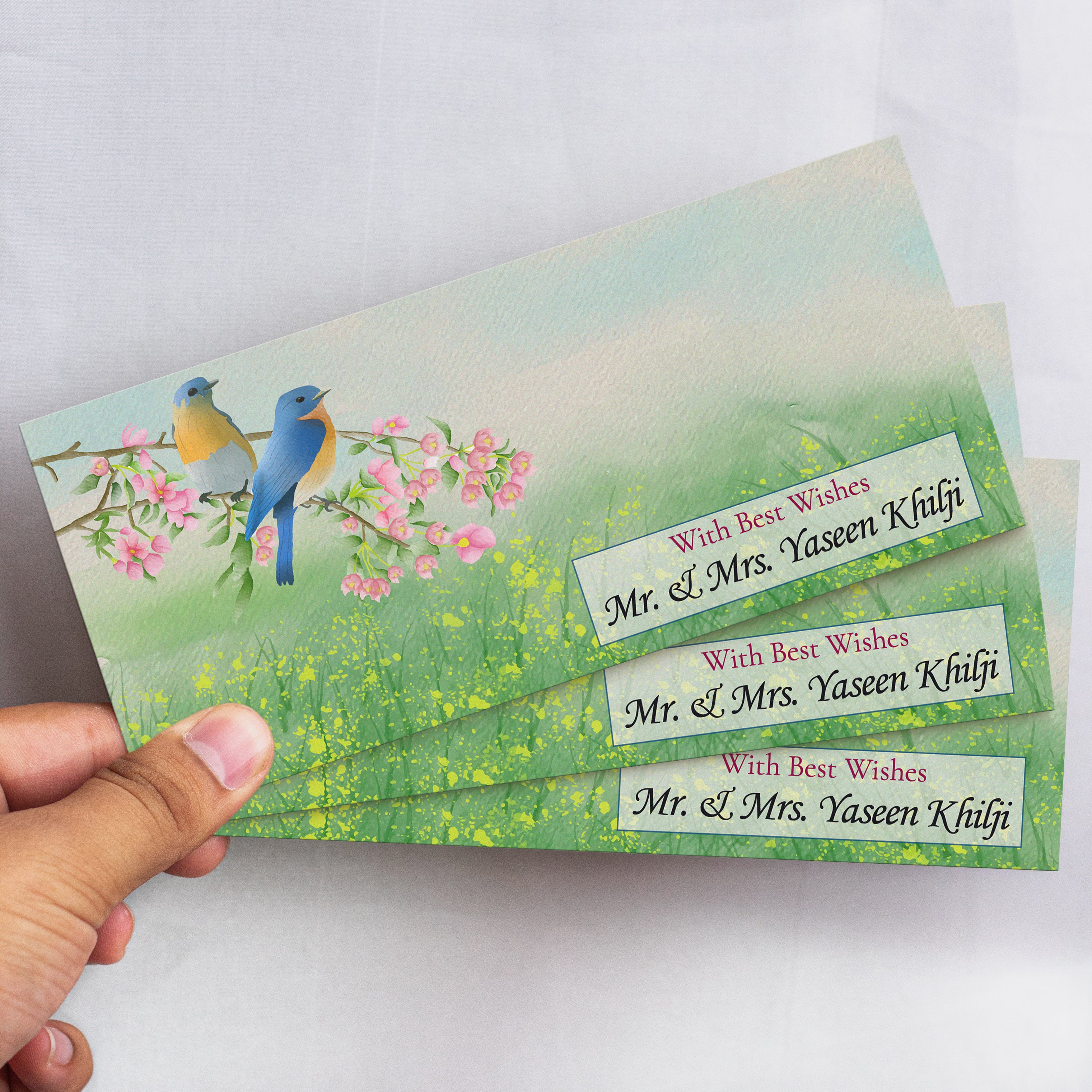 Watercolor Vintage Blue Birds envelope