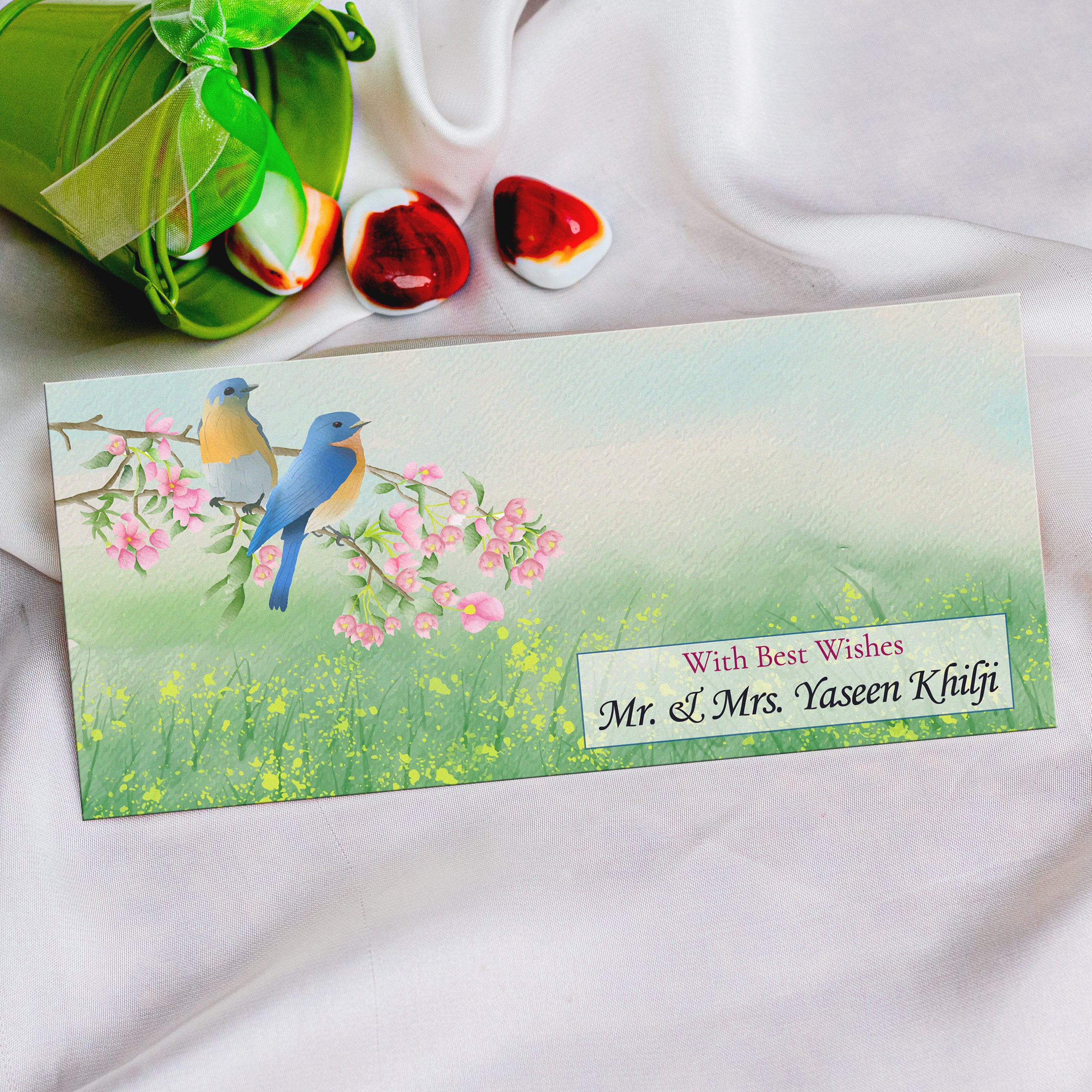 Watercolor Vintage Blue Birds envelope
