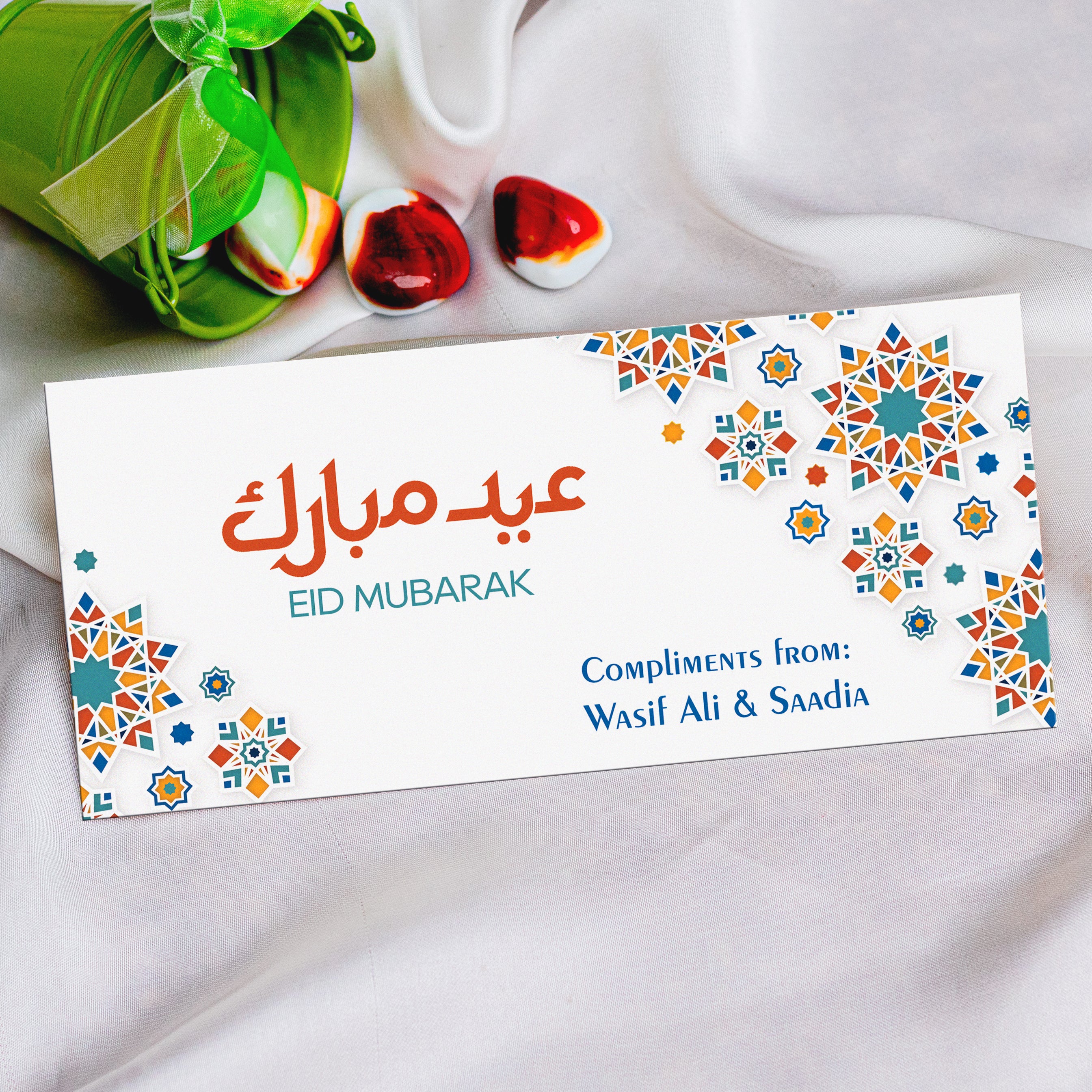 Watercolor Cream Eid Mubarak  Printed Design Envelope