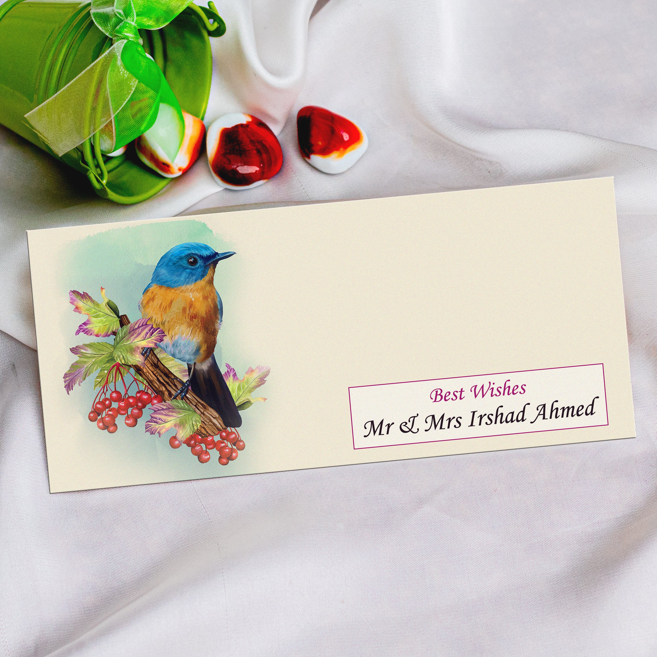 Blue Bird Wedding Best Wishes Envelope