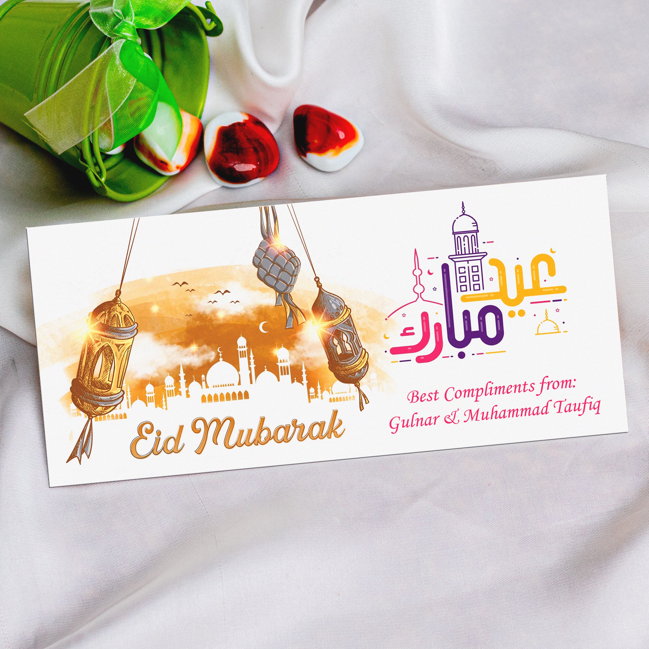 Beautiful Gold Color Print Eid Mubarak Envolpes