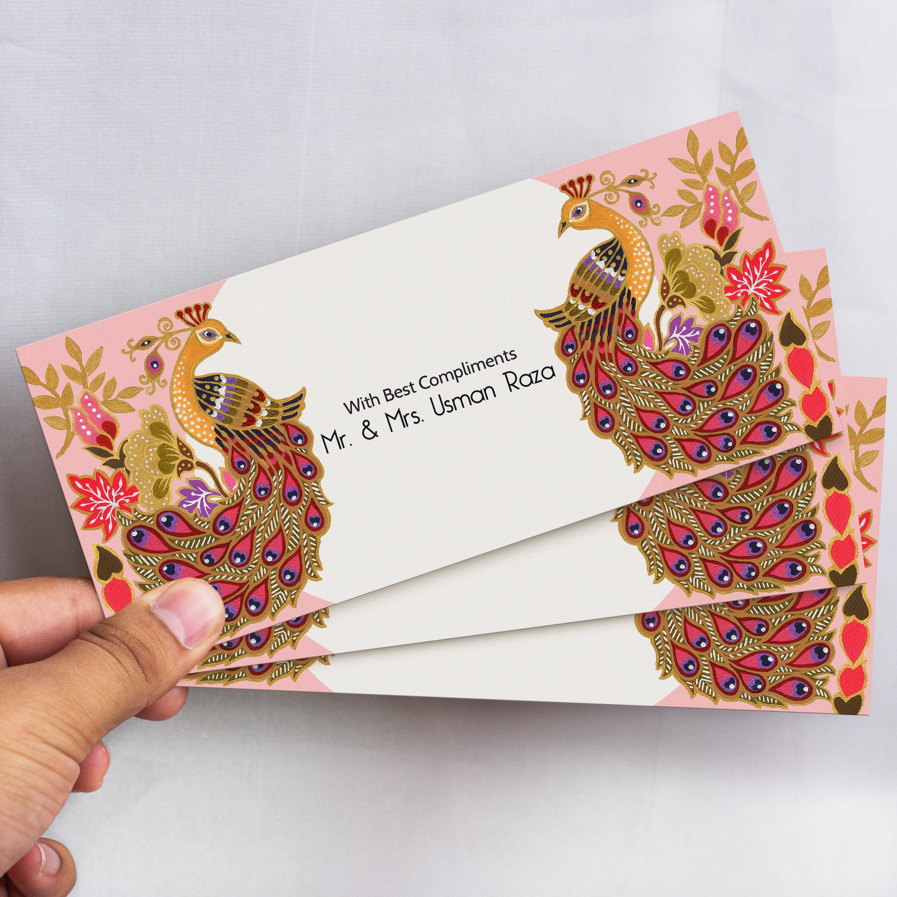 Pink Peacock Best Wishes Envelope