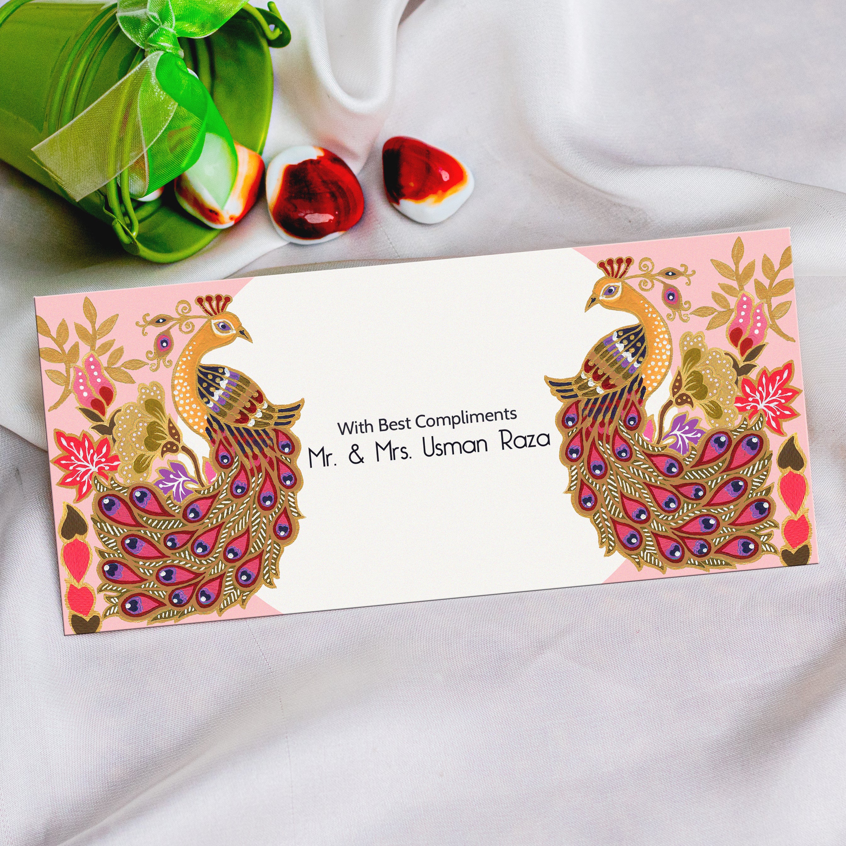 Pink Peacock Best Wishes Envelope
