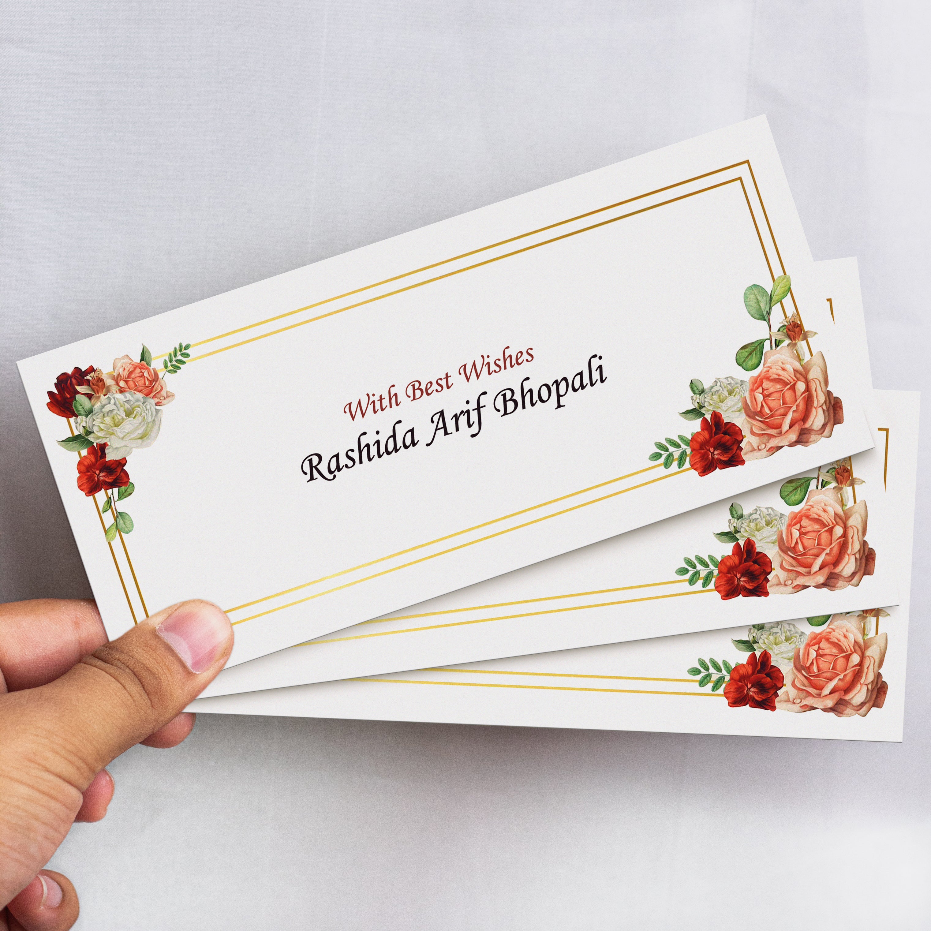 CHERRY RED & LIGHT PINK BLOSSOM FLOWERS ENVELOPE