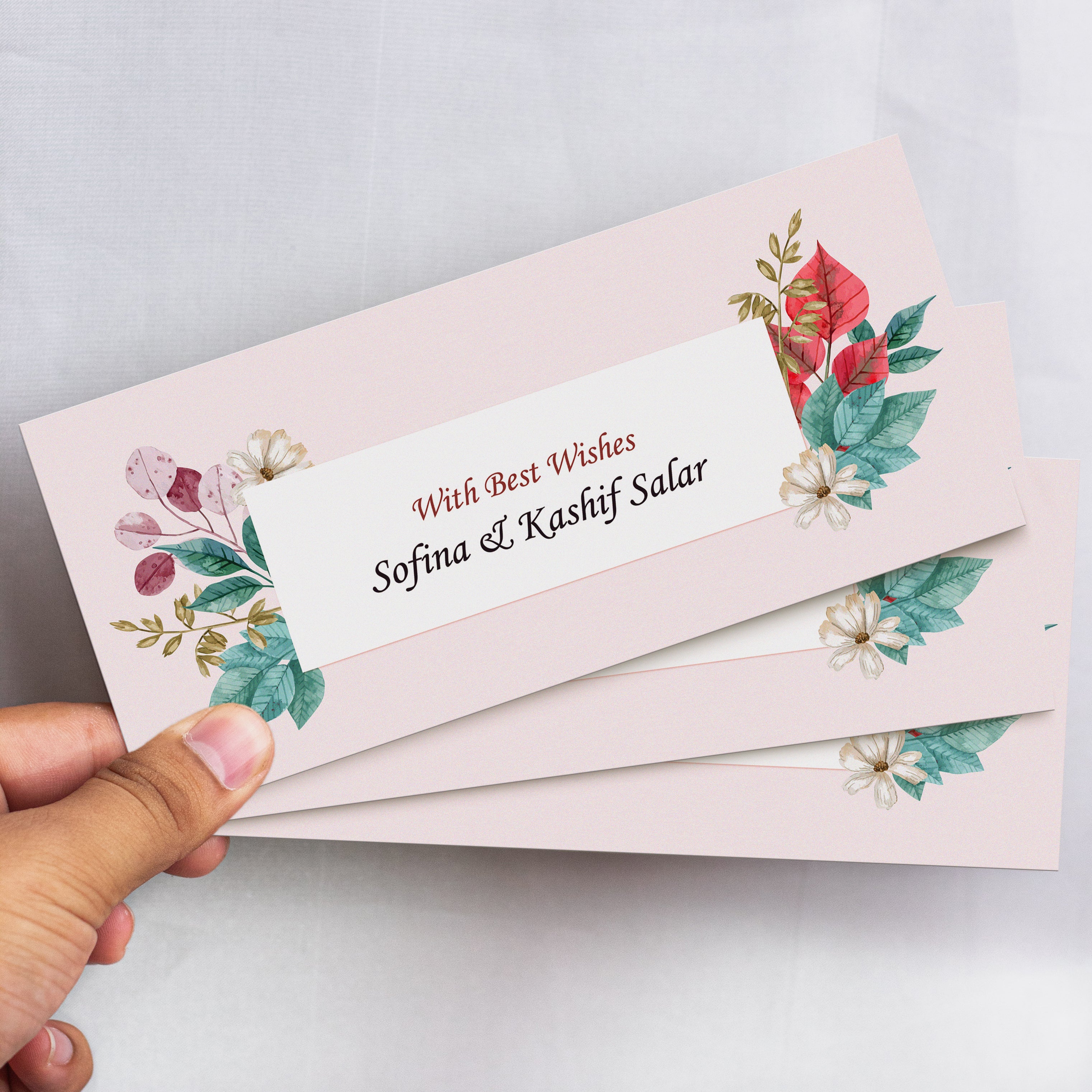 Watercolor Red Beautiful Floral Best Wishes Envelope