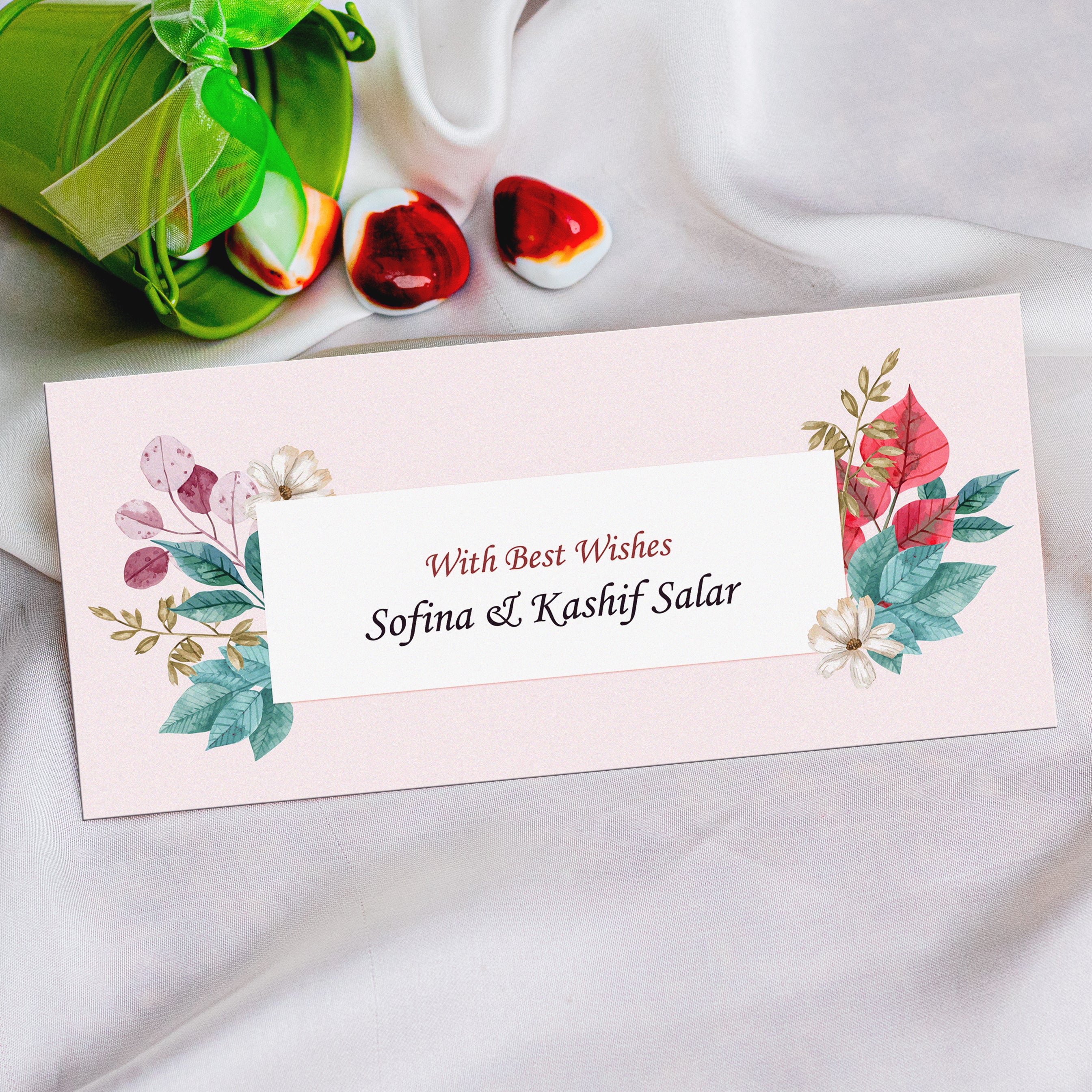 Watercolor Red Beautiful Floral Best Wishes Envelope