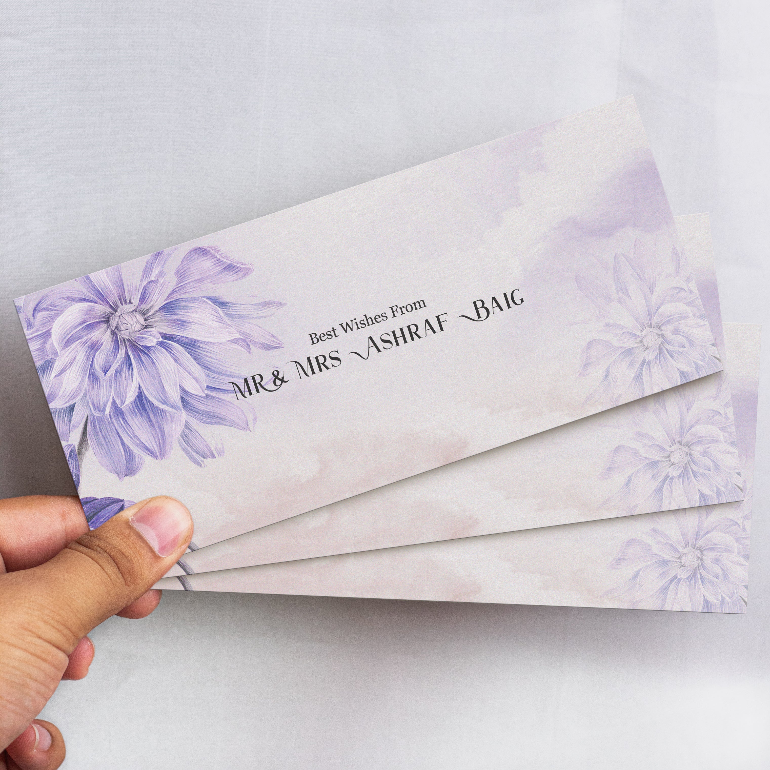 Watercolor Envelope With Purple Flower