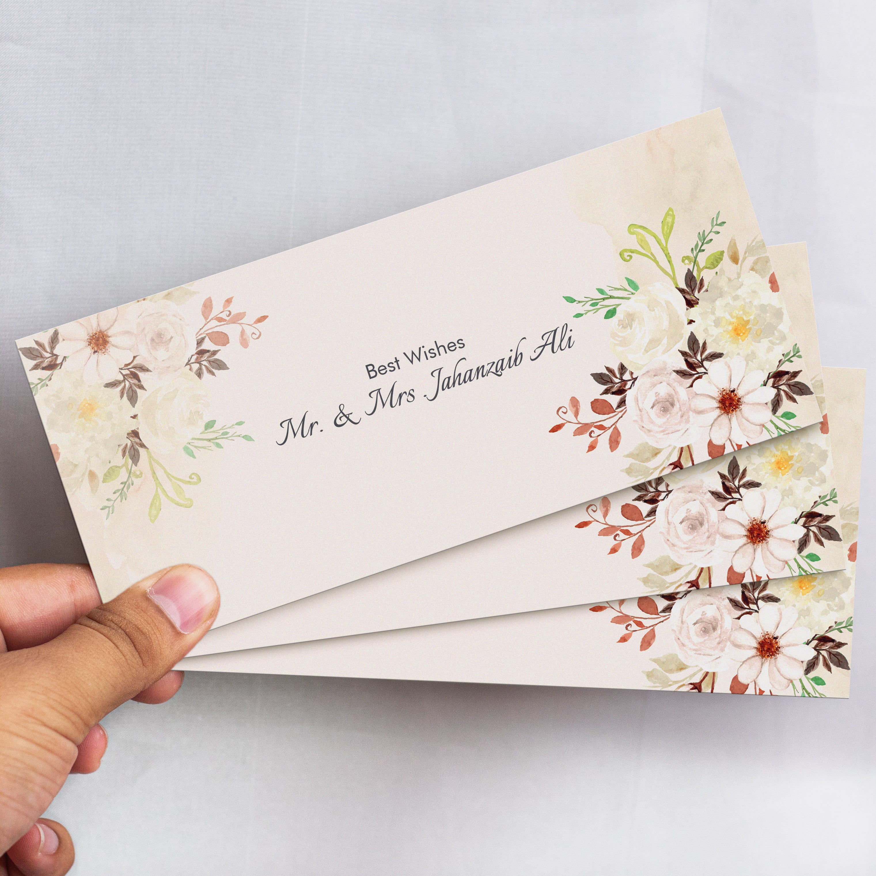Set Rustic White Watercolor Flower Envelope