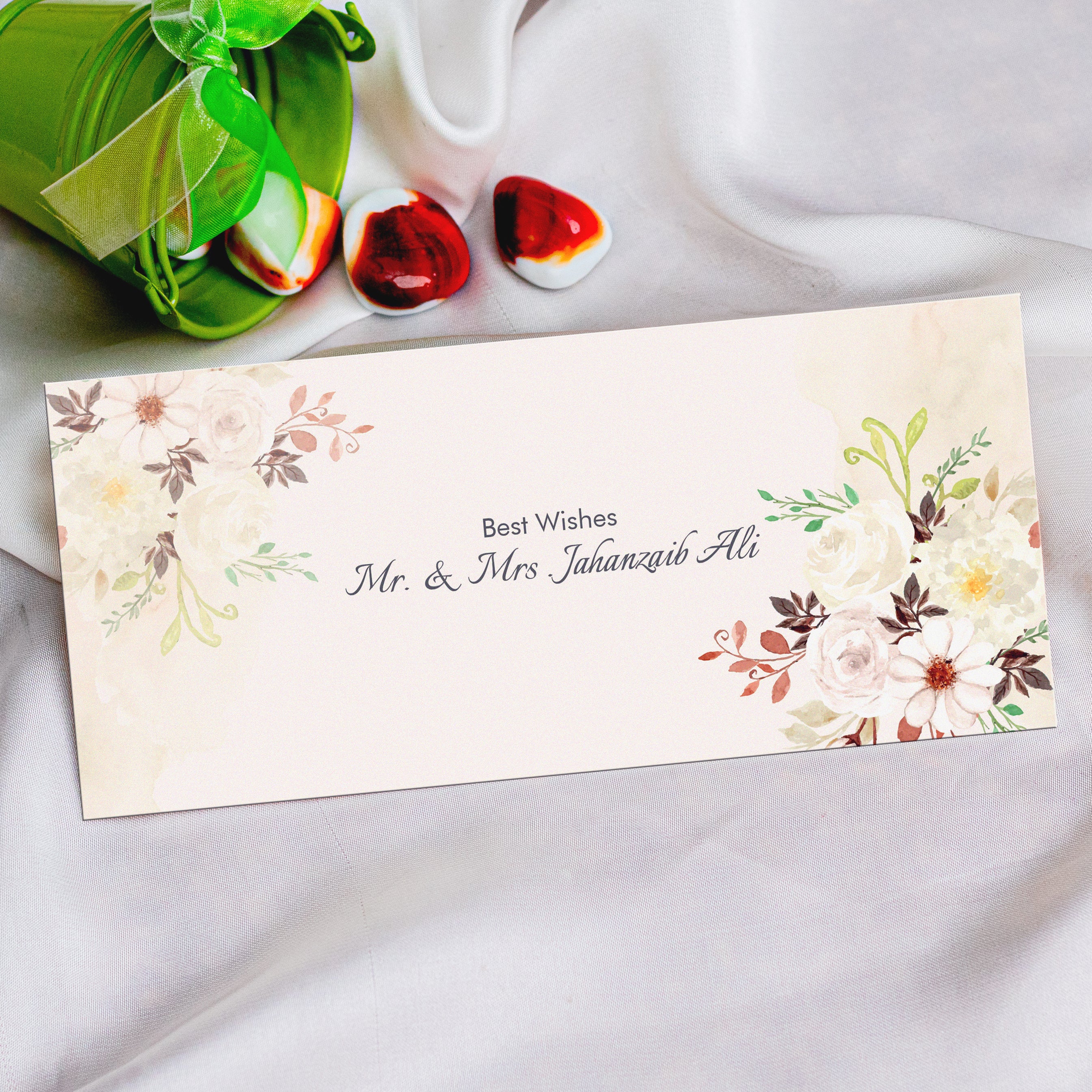 Set Rustic White Watercolor Flower Envelope