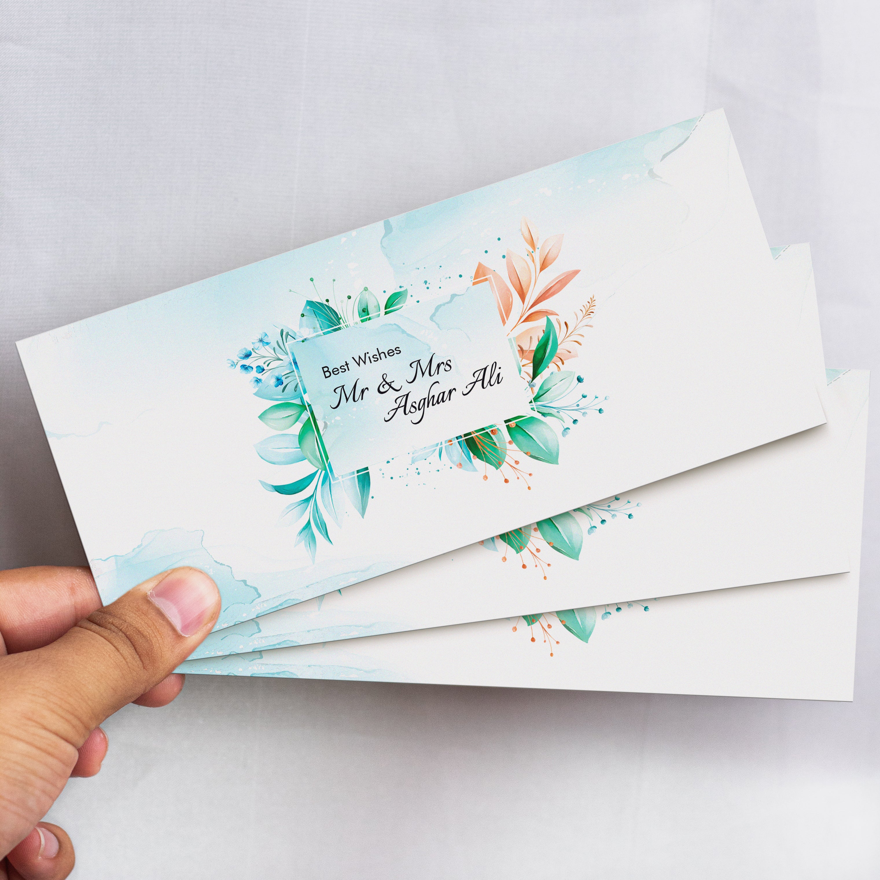 Blue Glass Watercolor Floral Frames Envelope