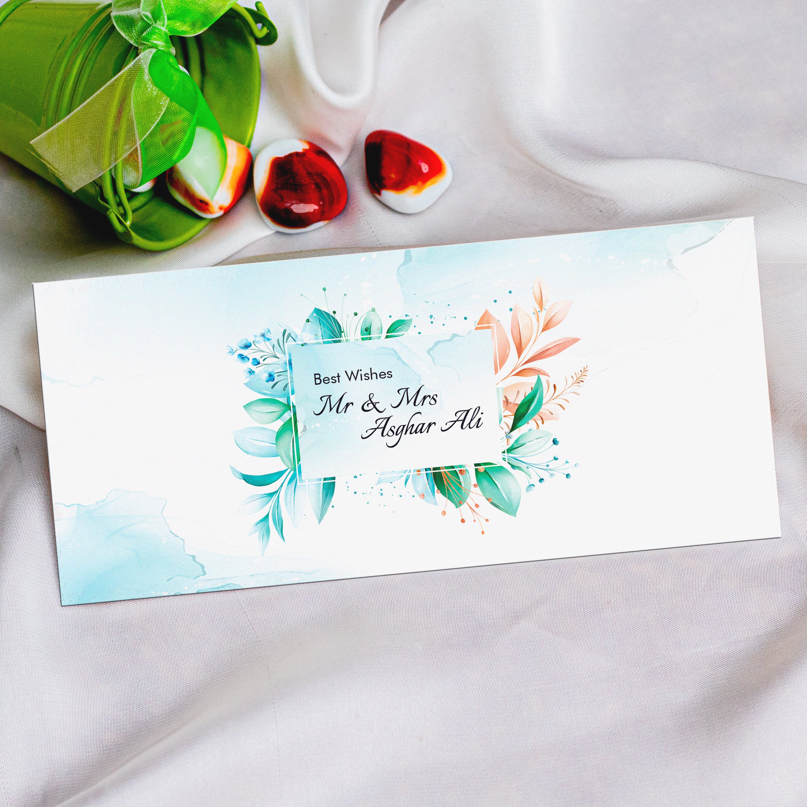 Blue Glass Watercolor Floral Frames Envelope