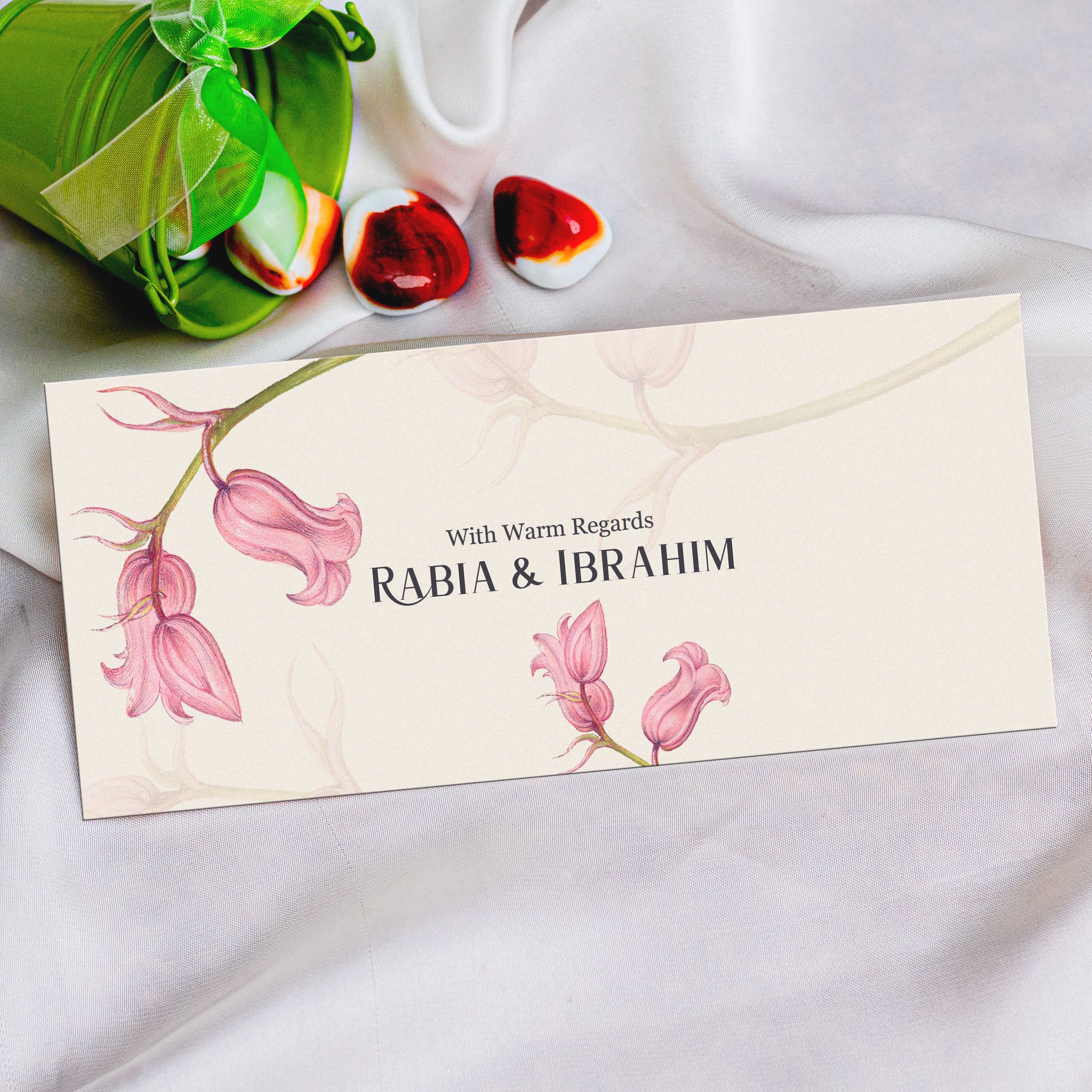 Vintage Envelope with Pink Flowers