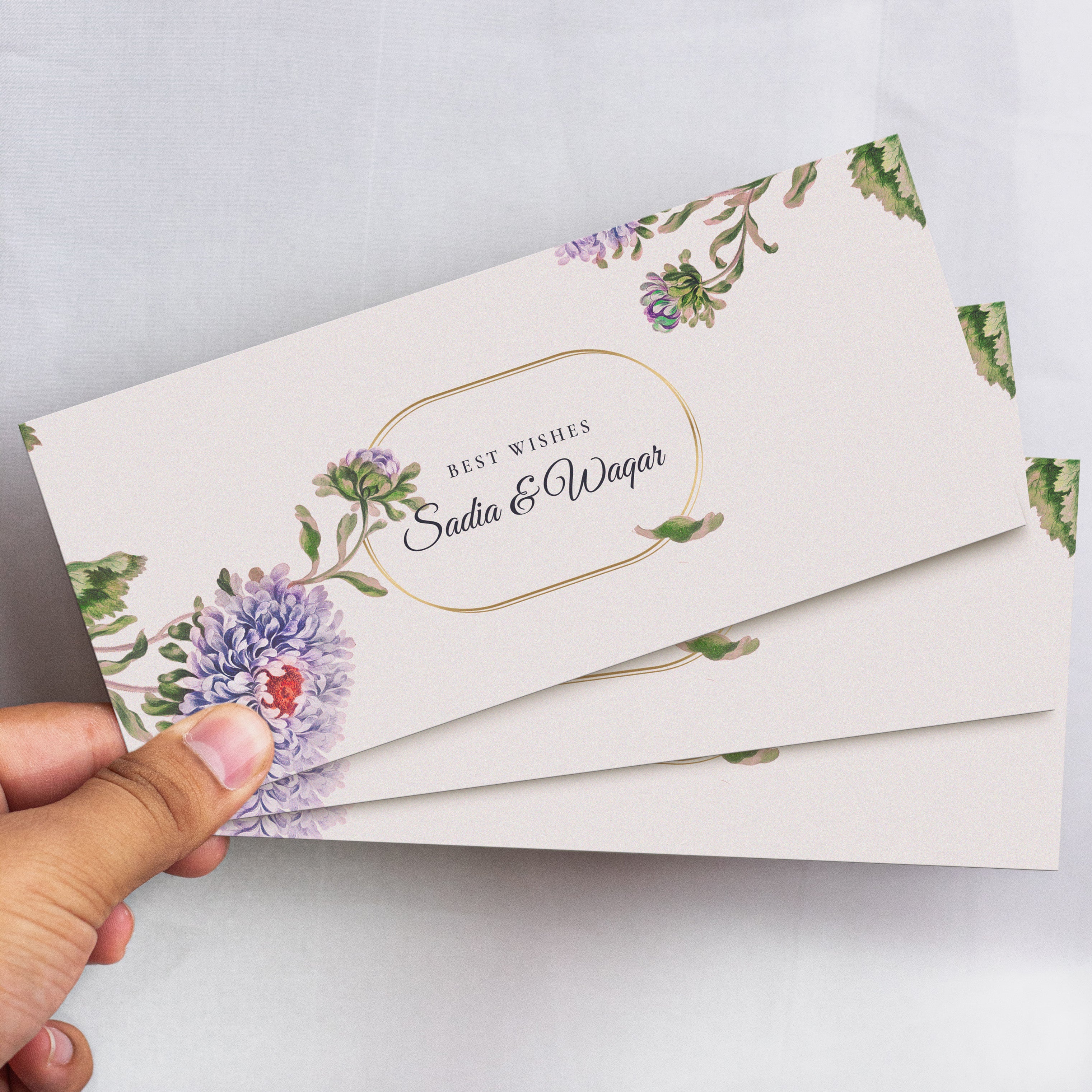 Minimalist Floral Envelope with Purple Rose