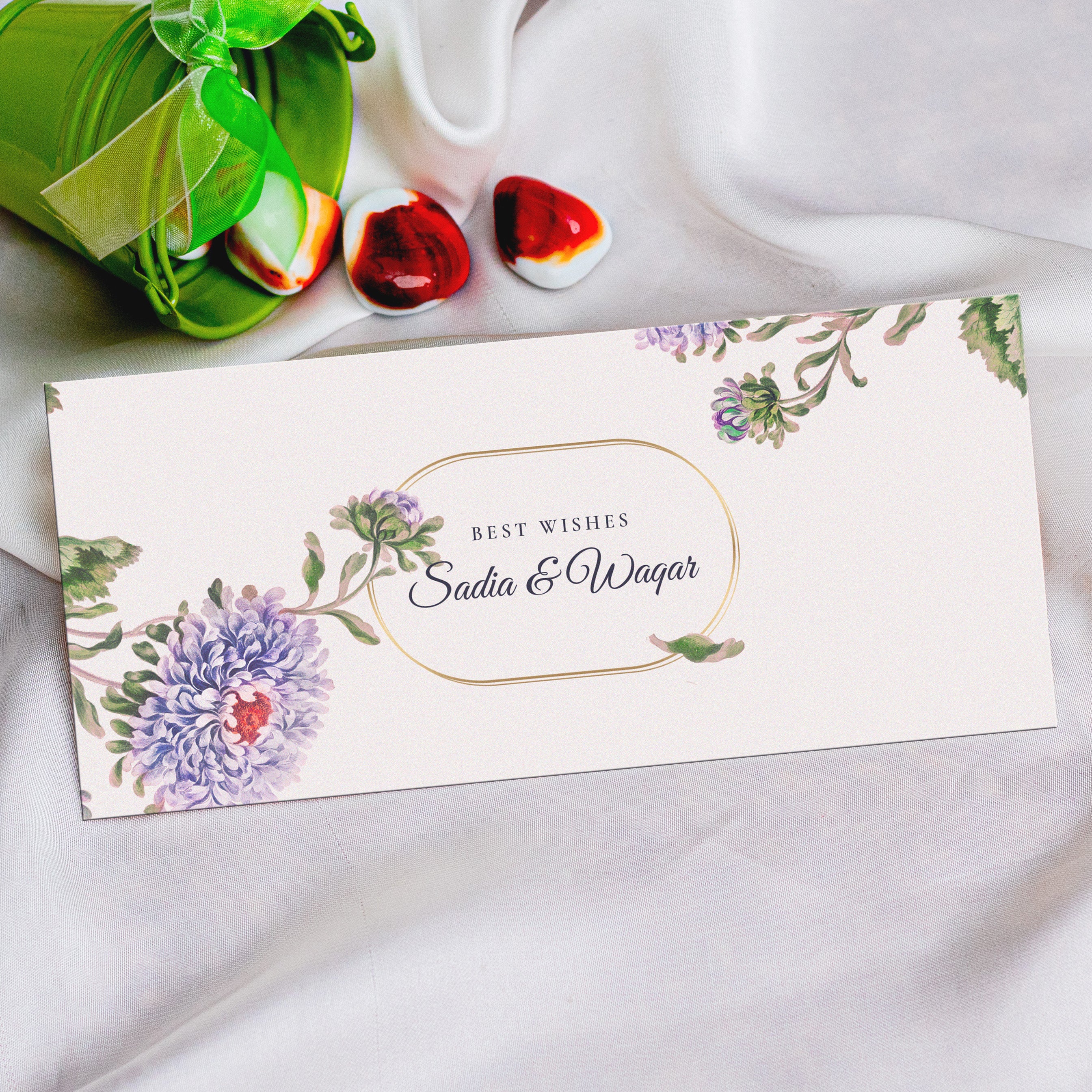 Minimalist Floral Envelope with Purple Rose