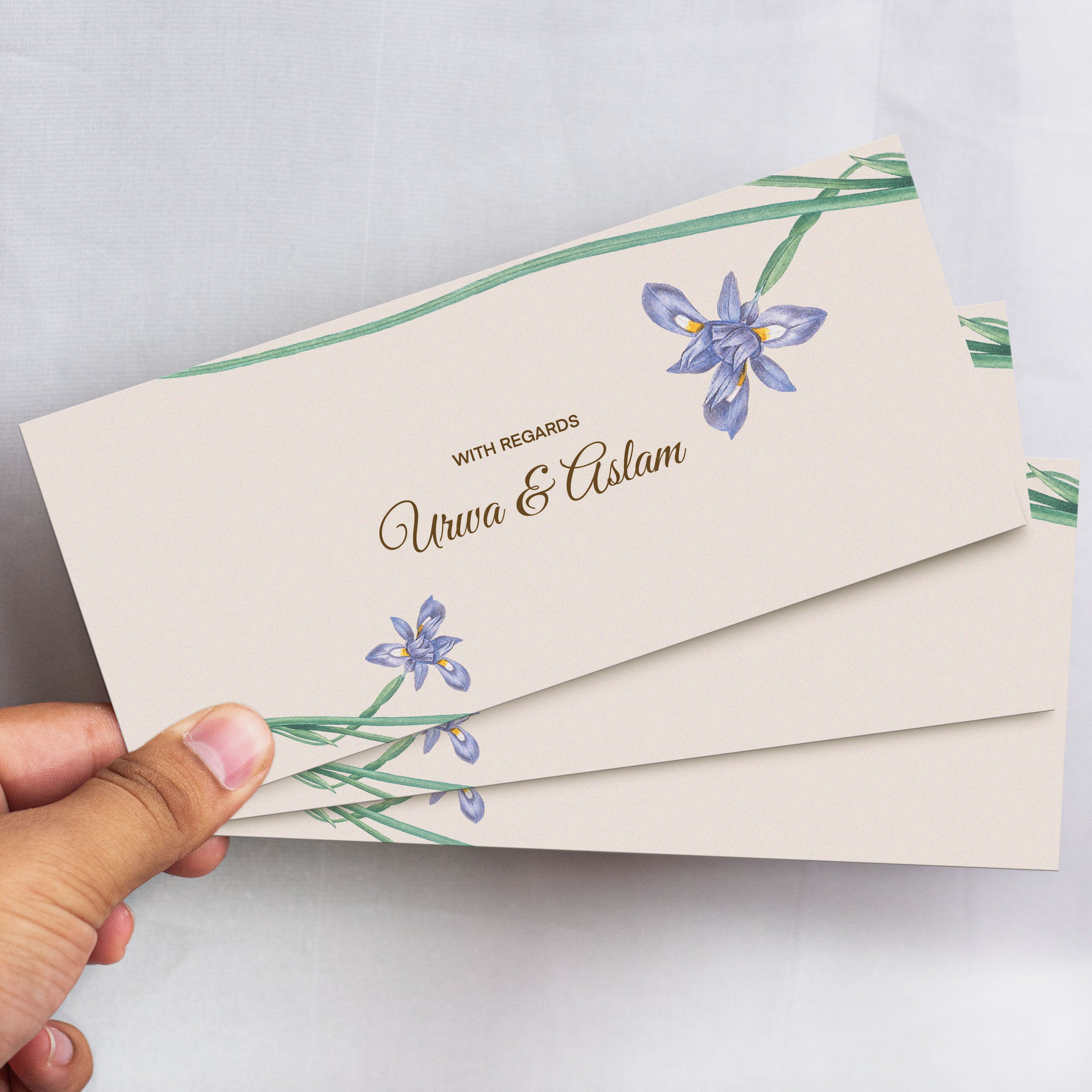 Minimalist Floral Envelope with Purple Flower