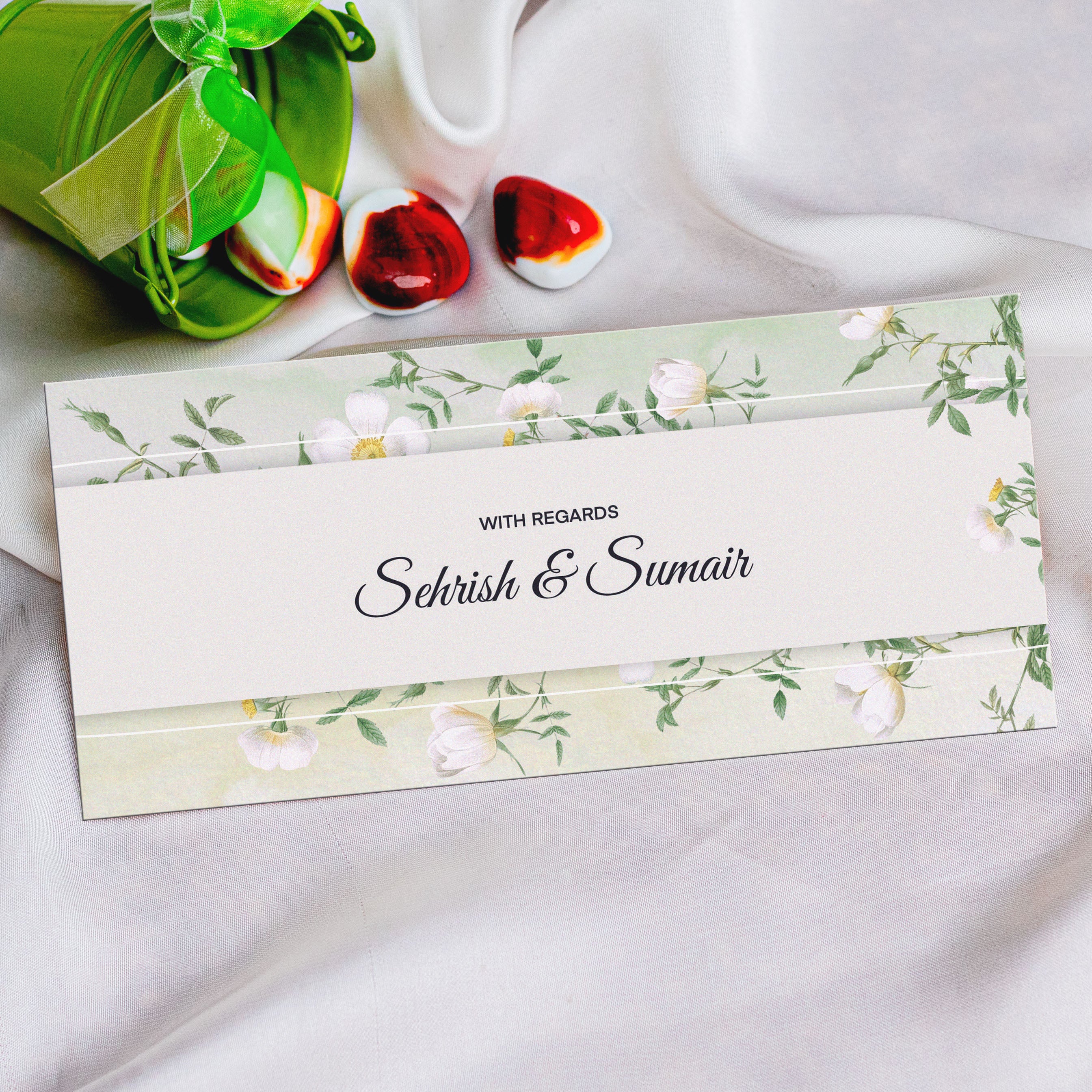 Geometric Envelope with White Flowers