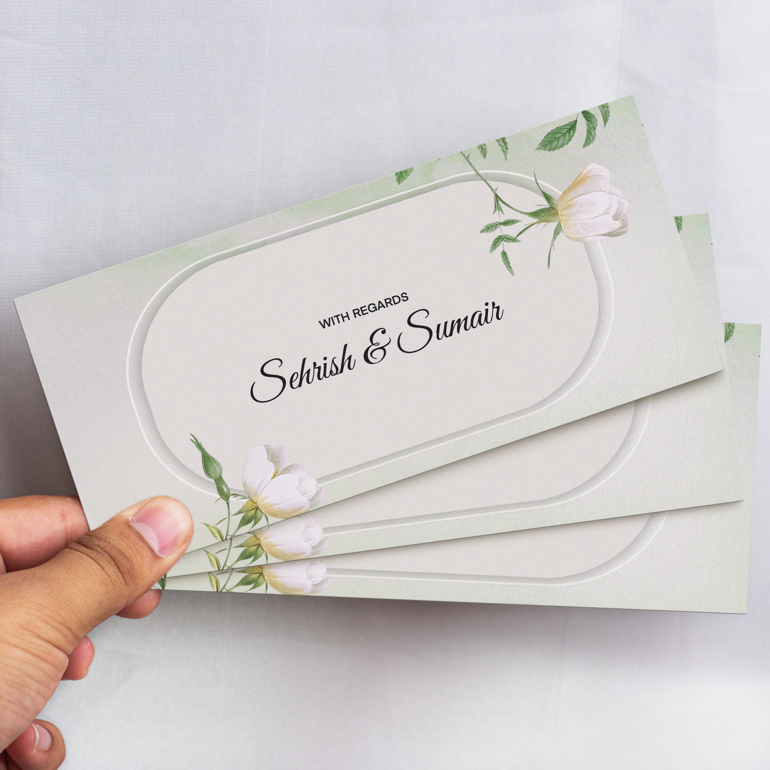 Geometric Envelope with Framed White Flowers