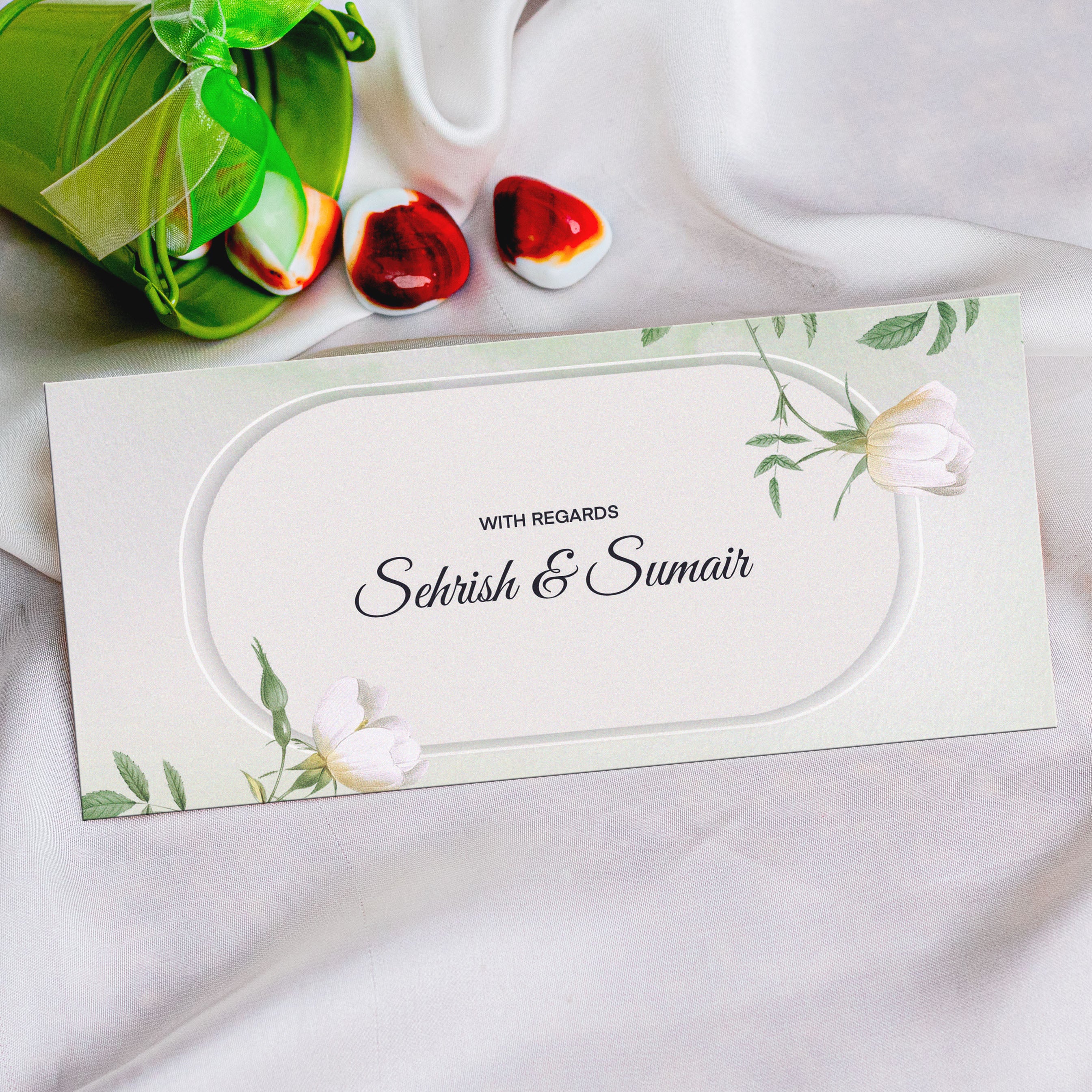 Geometric Envelope with Framed White Flowers