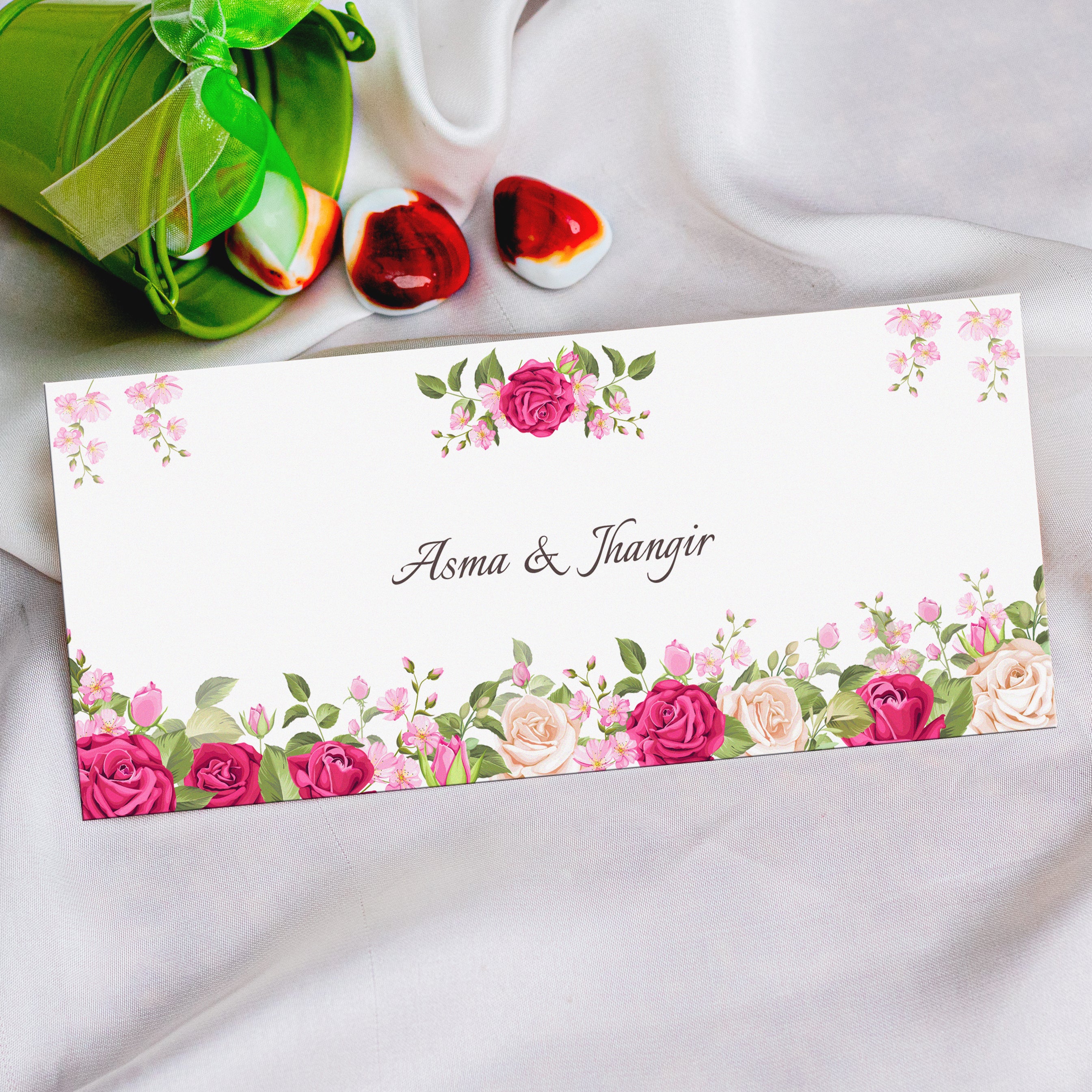 Pink Floral Border Envelope