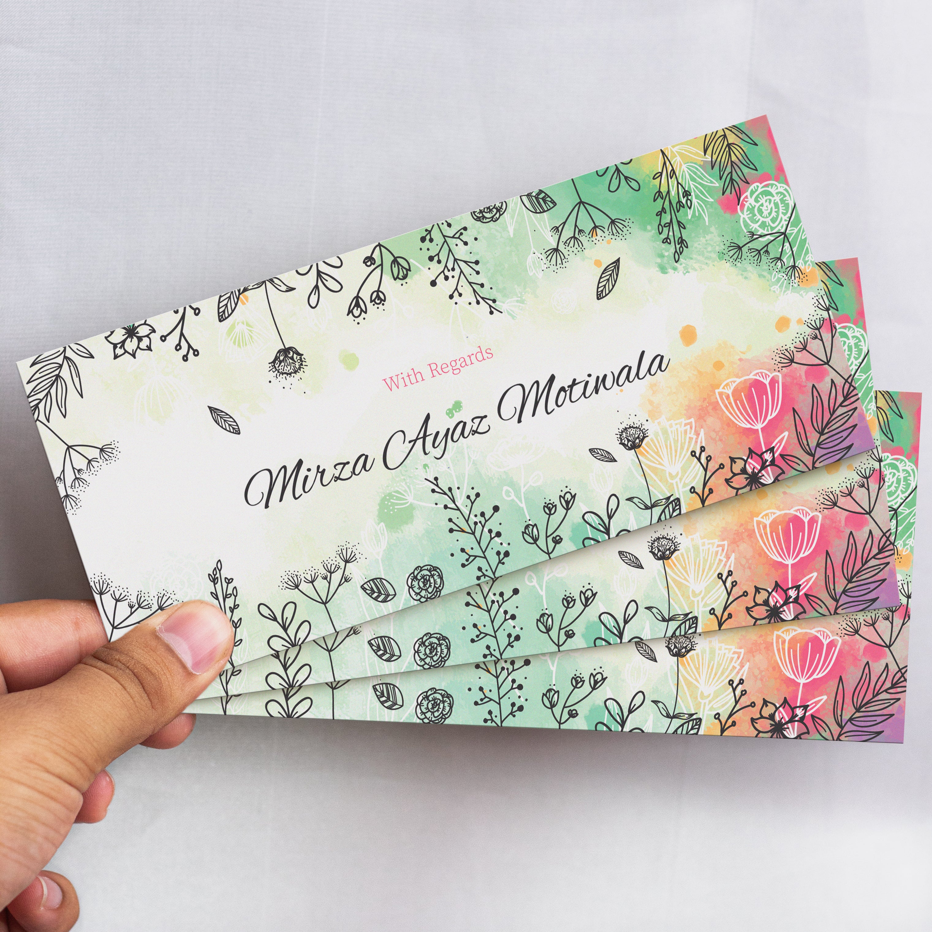 Floral Print With Regards Envelope