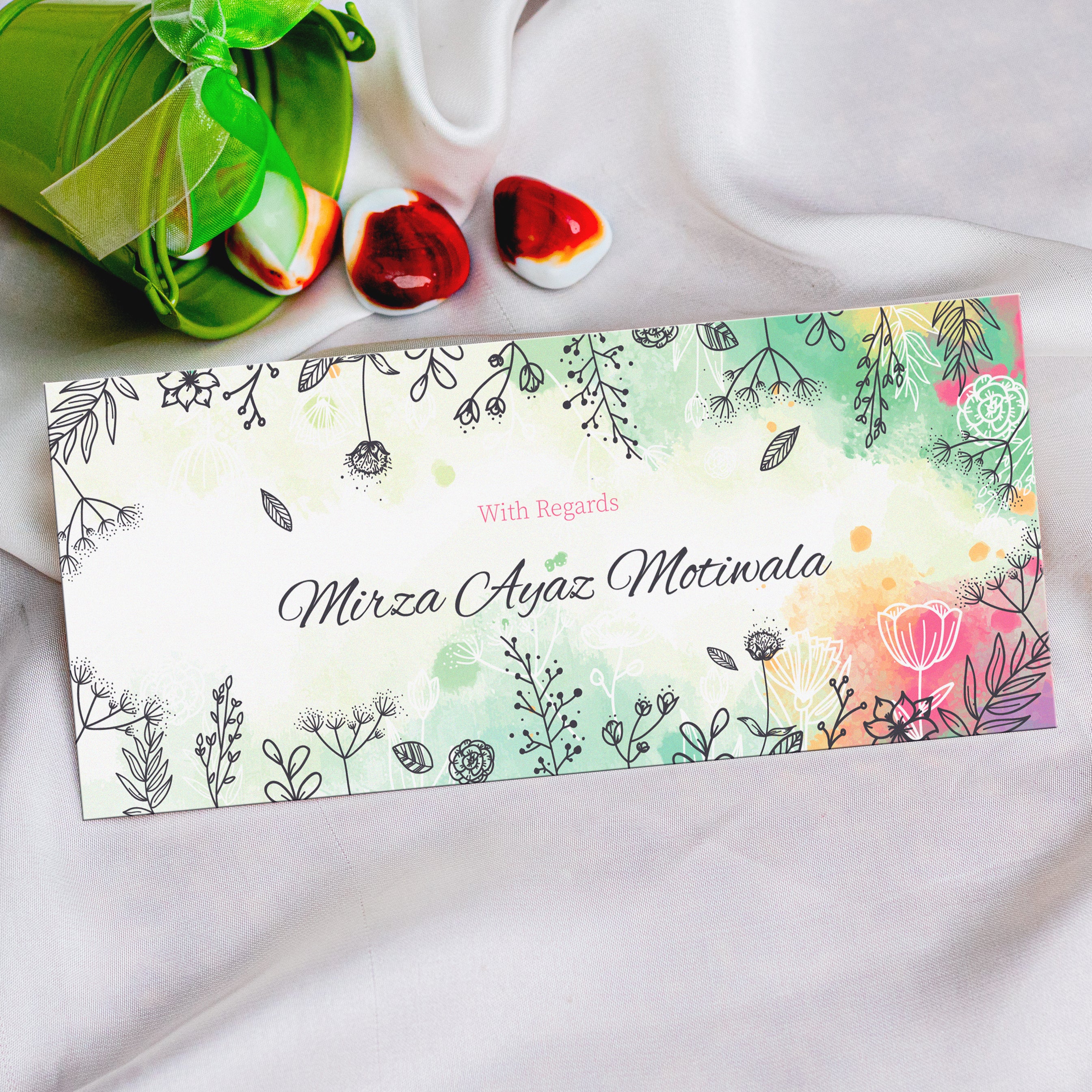 Floral Print With Regards Envelope