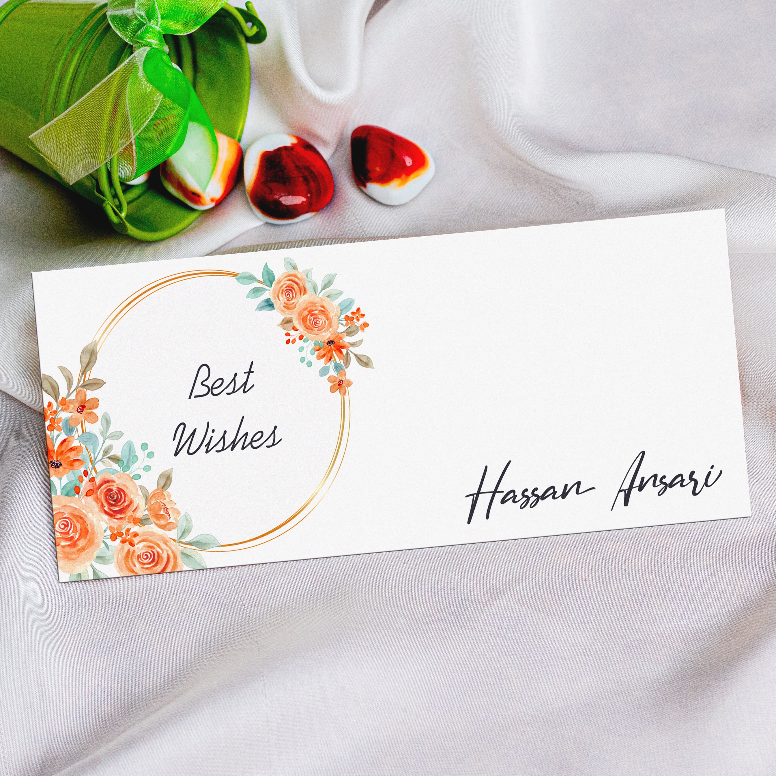 Exquisite Orange Floral Envelope