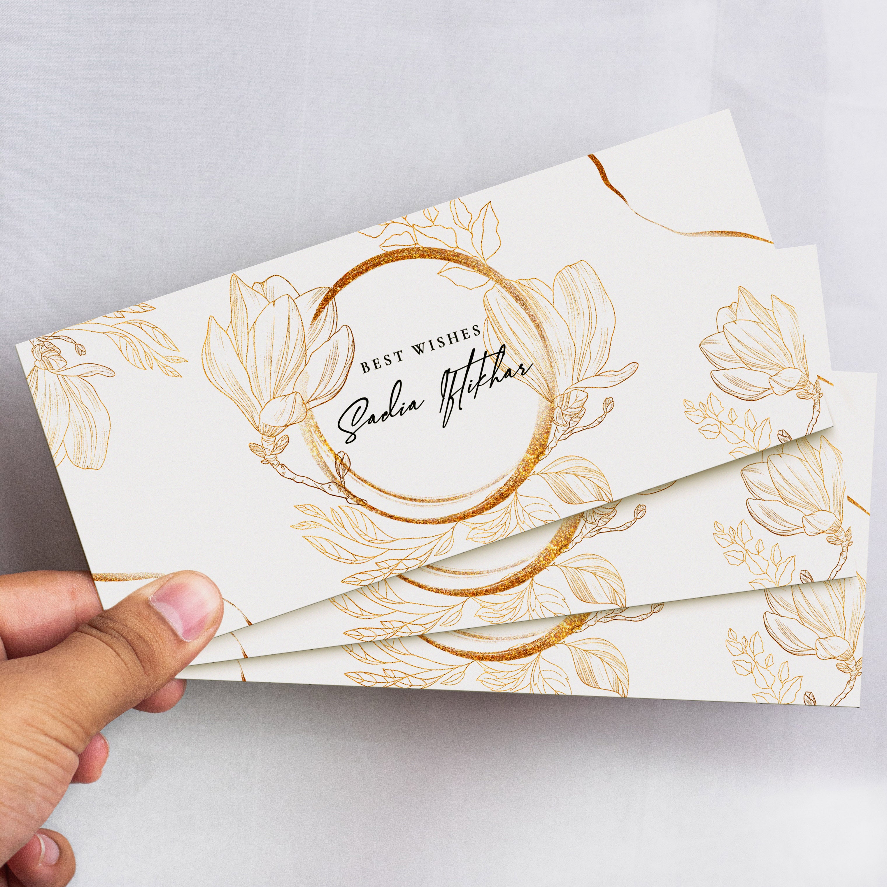 Golden Floral Flowers Envelope