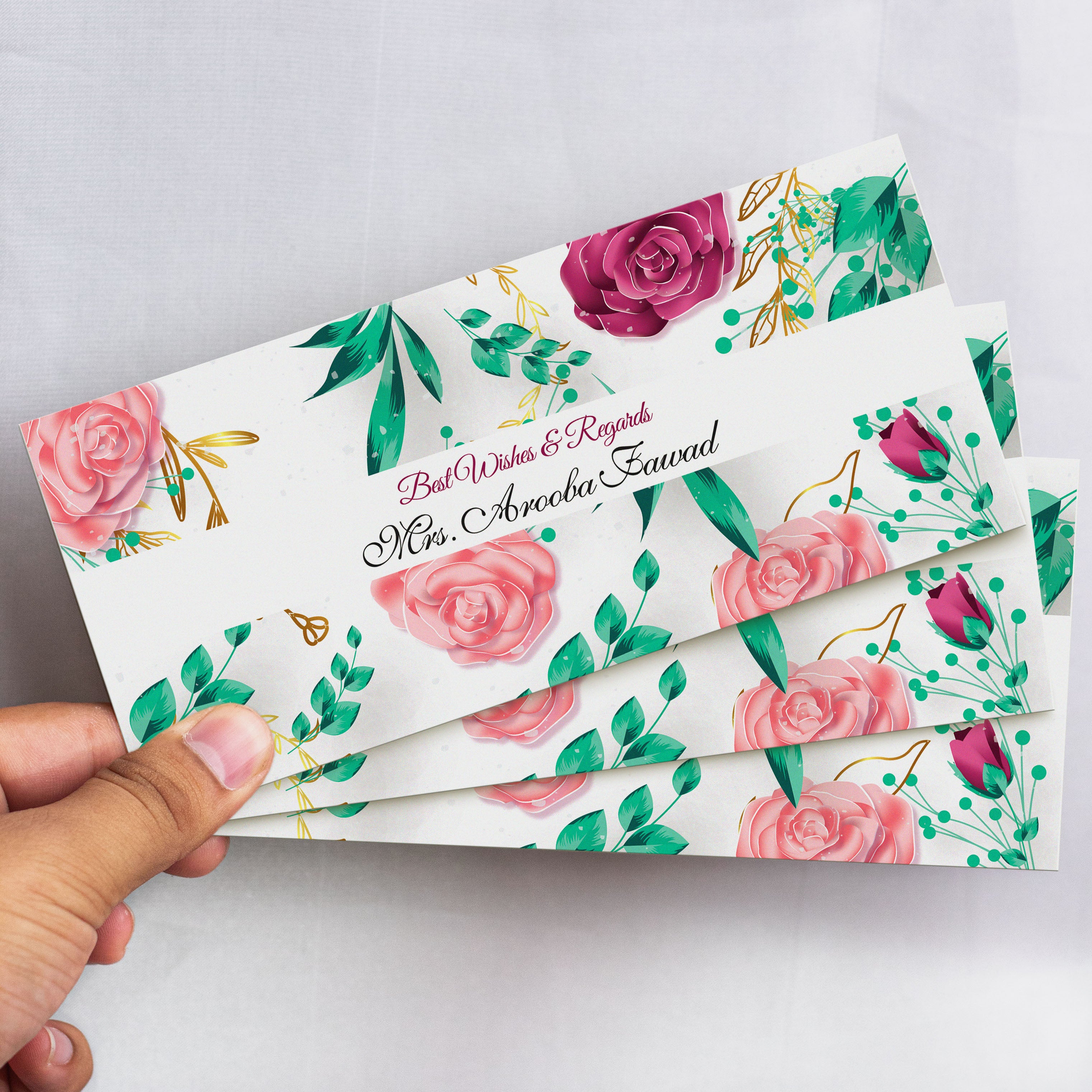 Pink Roses Background Best Wishes Envelope