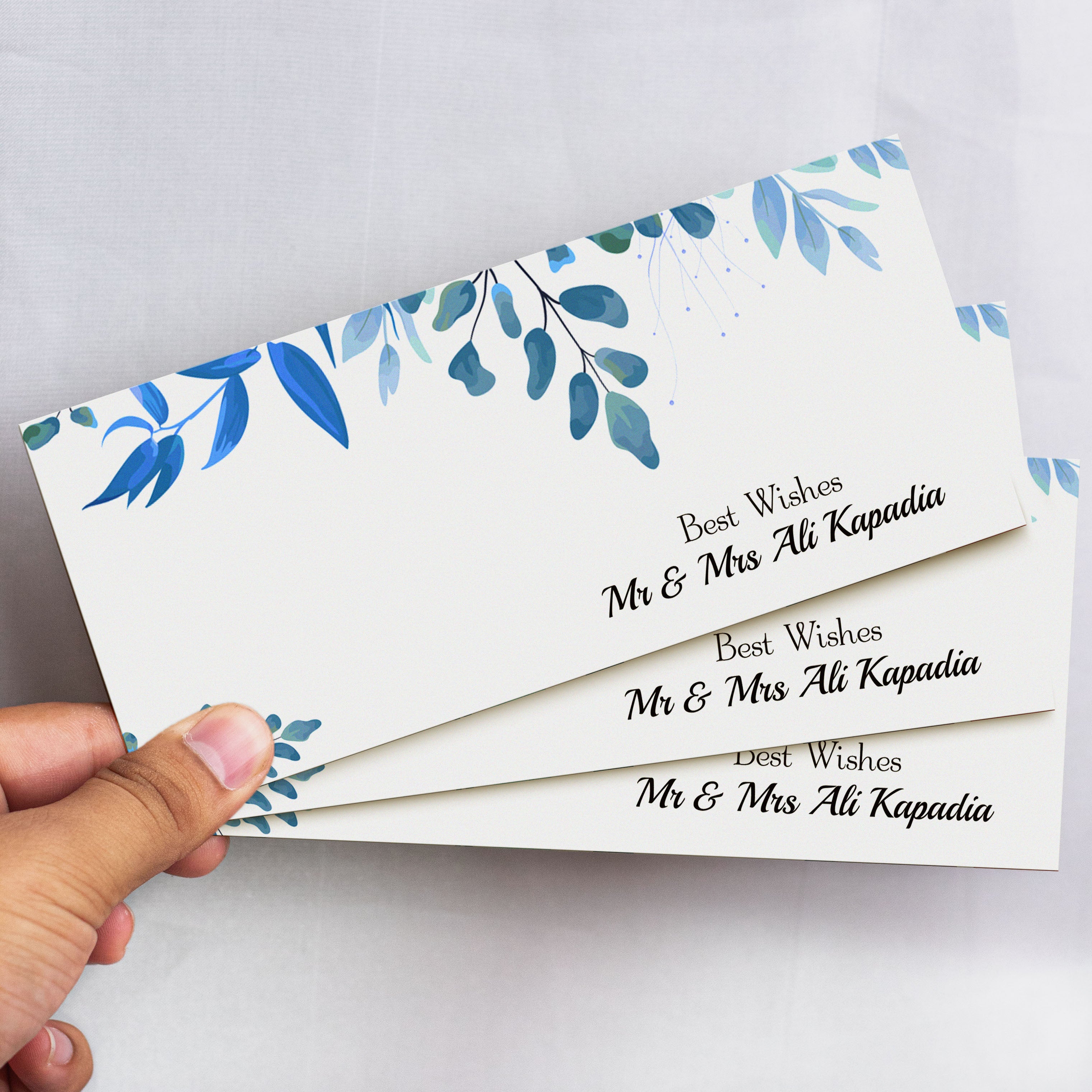 Watercolor Blue Leaves Envelope