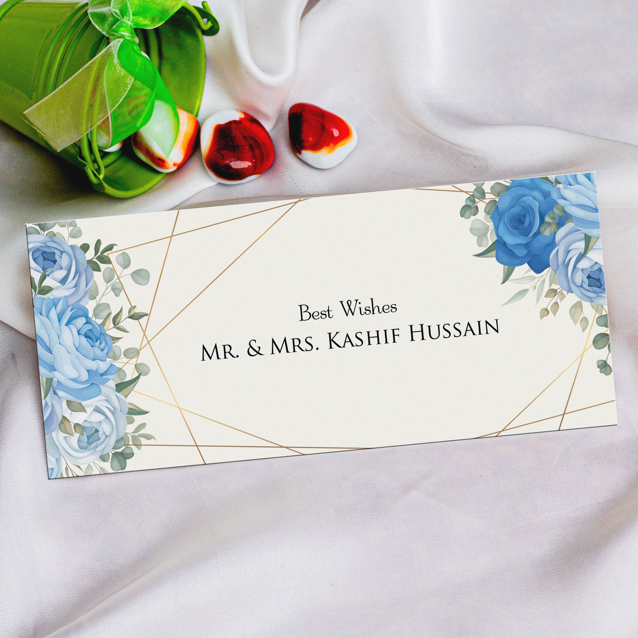 Blue Beautiful Floral Envelope