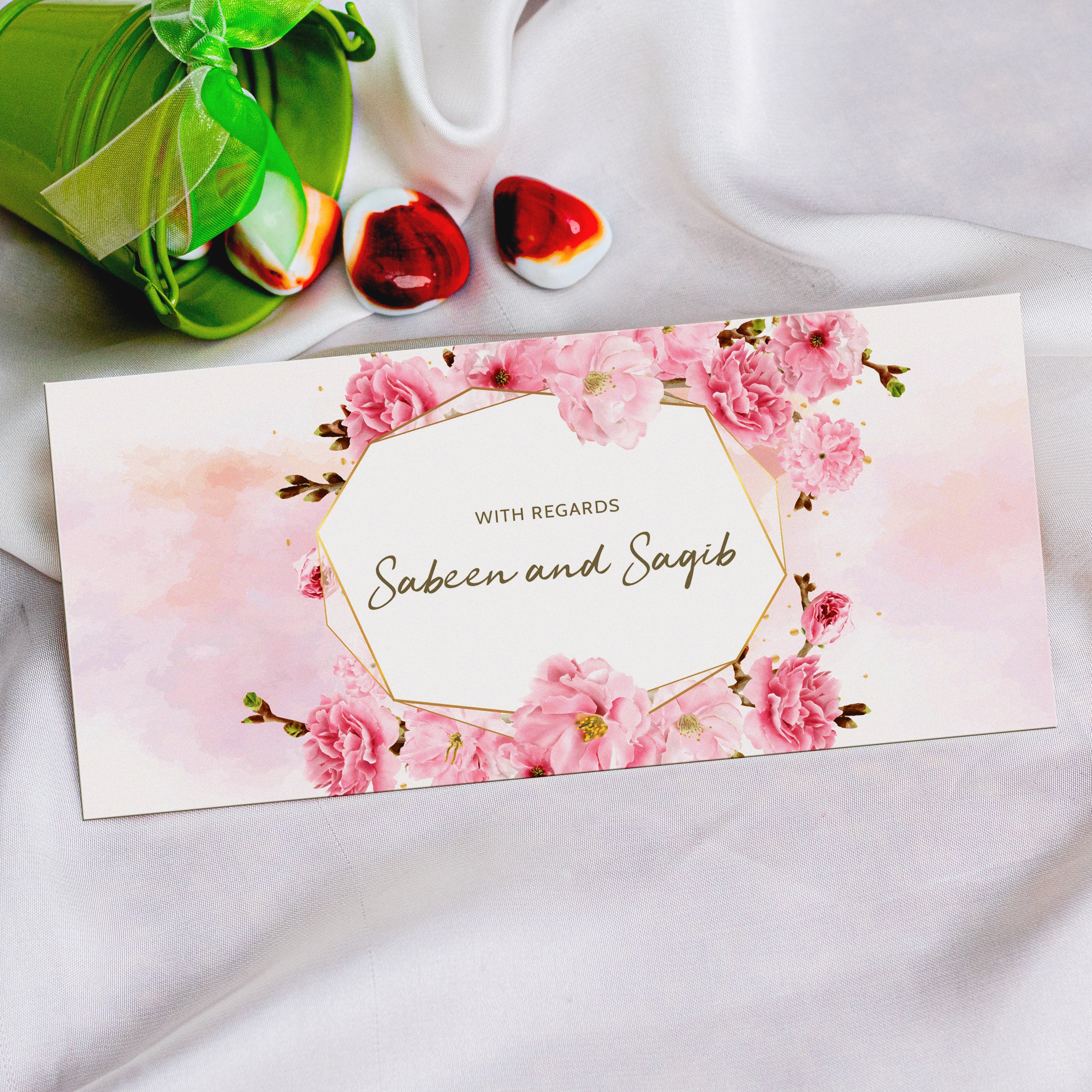 Cherry Blossom Watercolor Envelope