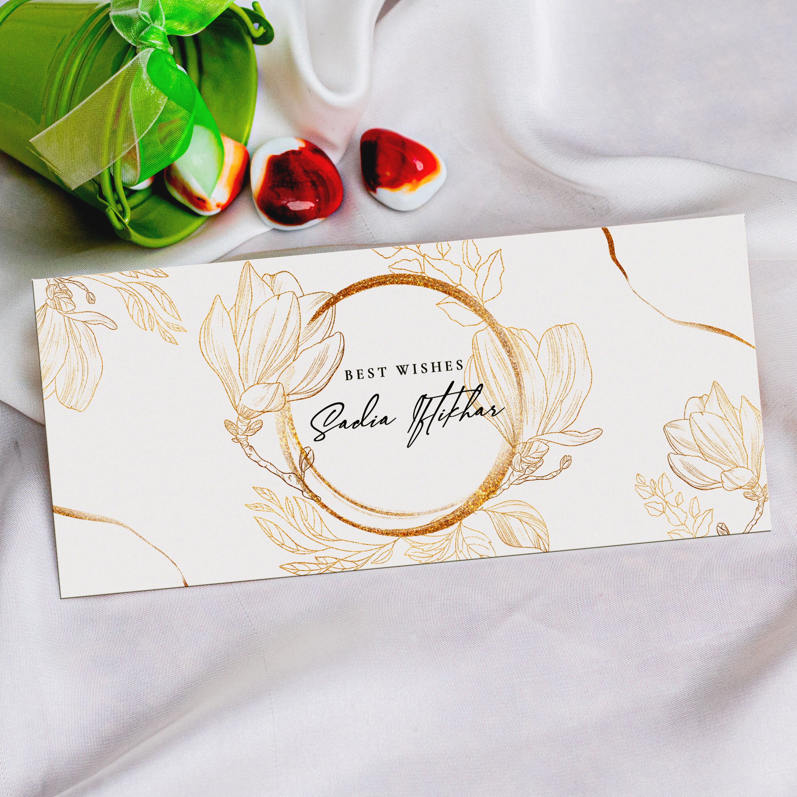 Golden Floral Flowers Envelope