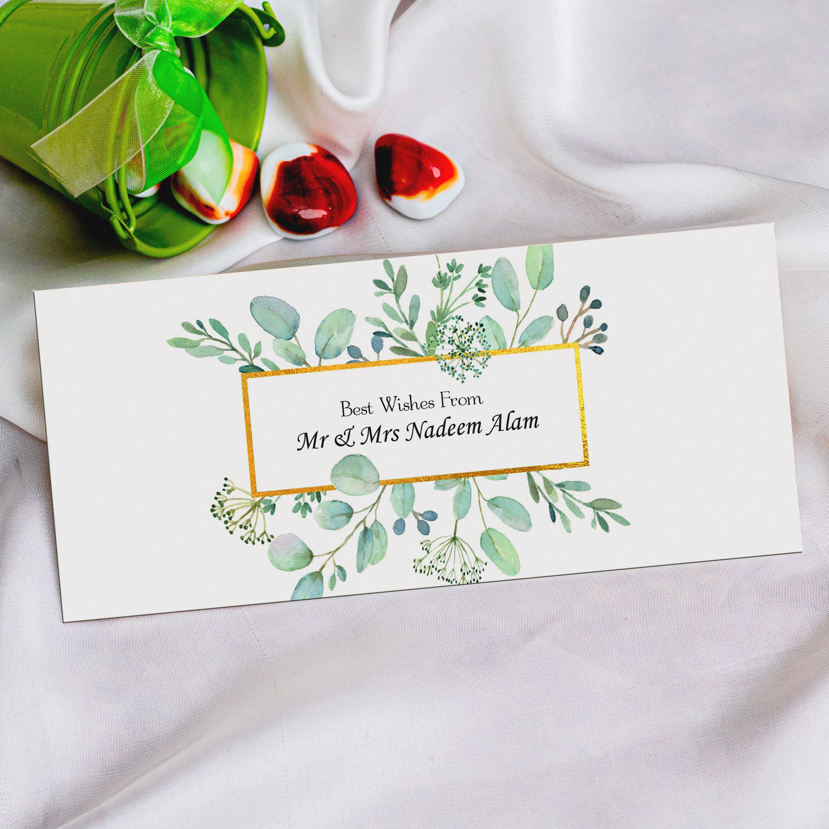 Exquisite Watercolor Floral with Border Envelope