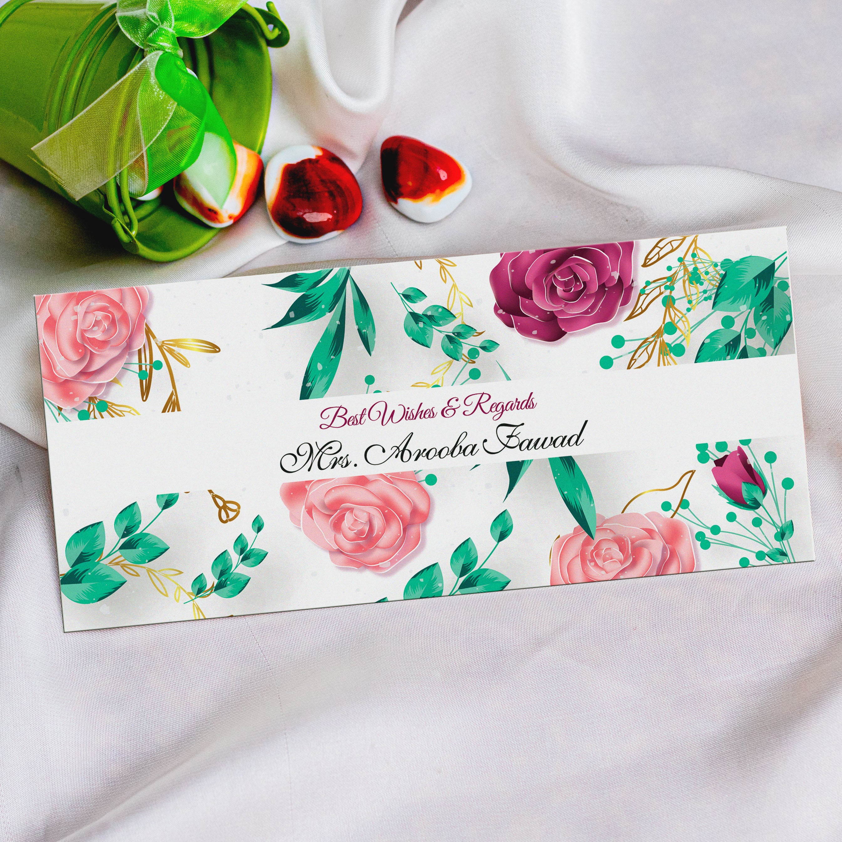 Pink Roses Background Best Wishes Envelope