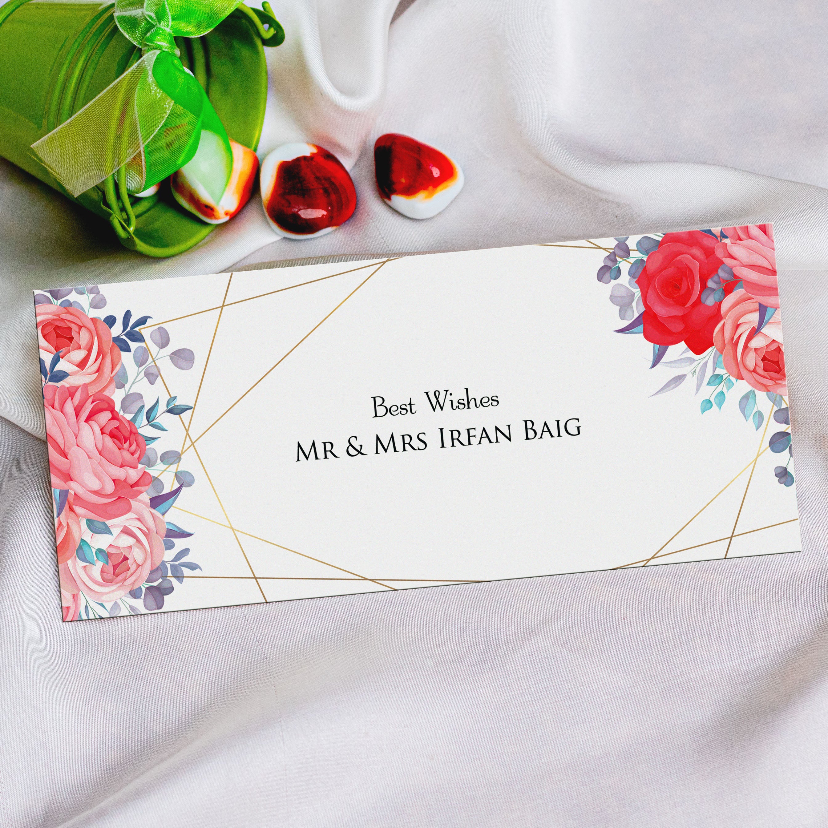 Red Beautiful Floral Envelope