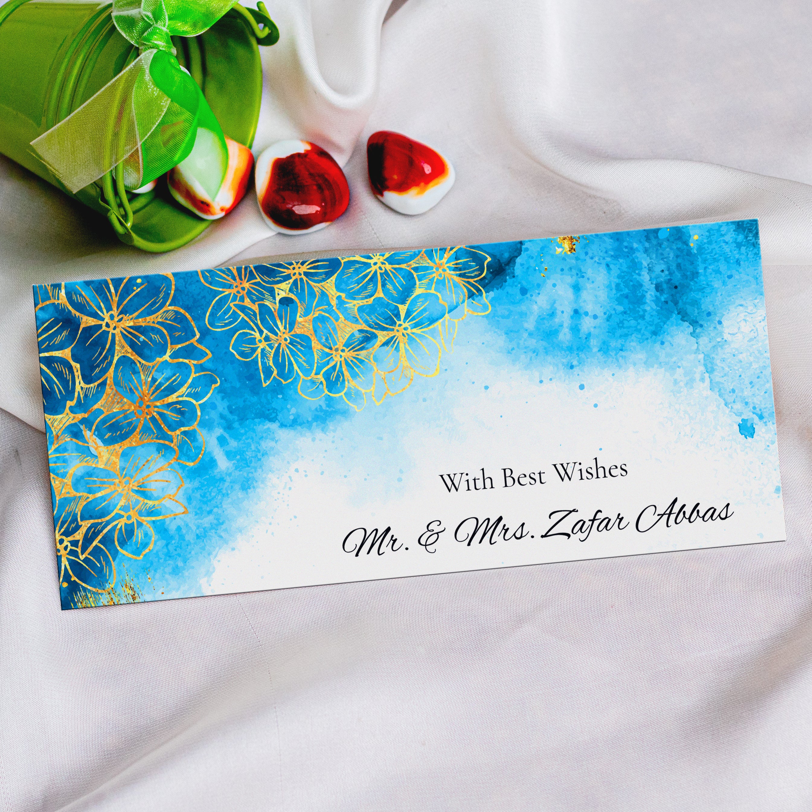 Gilded Blue Envelope