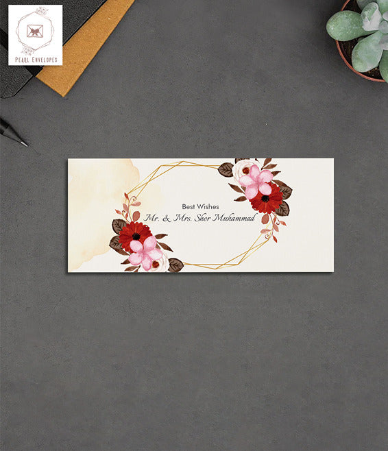 Set Rustic Watercolor Flower With Abstract Stain Envelope