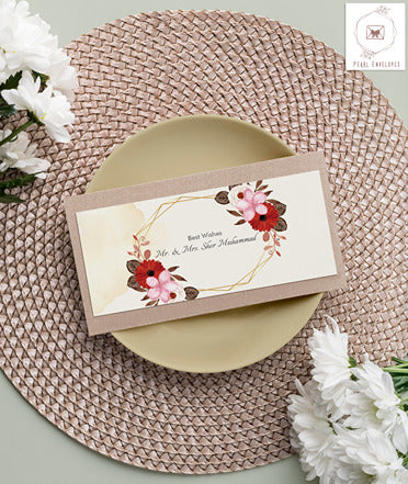 Set Rustic Watercolor Flower With Abstract Stain Envelope